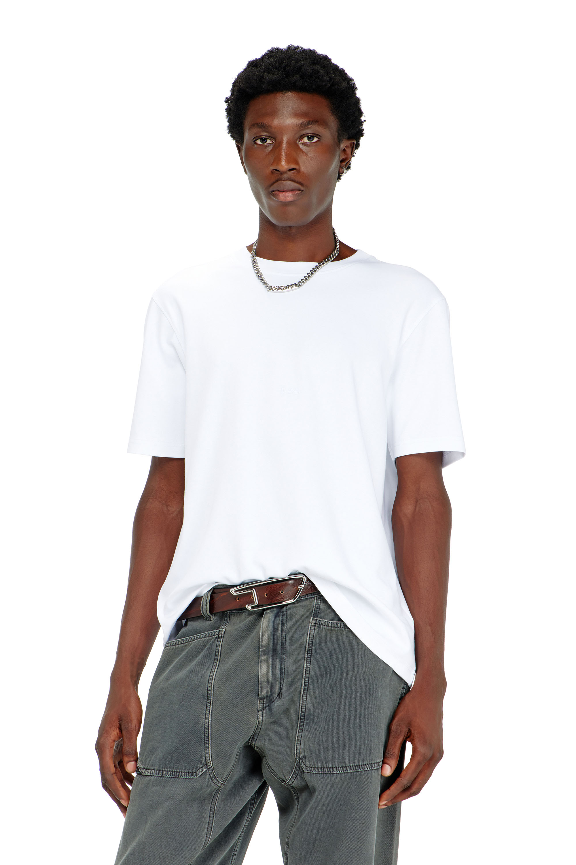 Diesel - T-ADJUST-AA2, Man's Cotton-interlock T-shirt with logo embroidery in White - 1