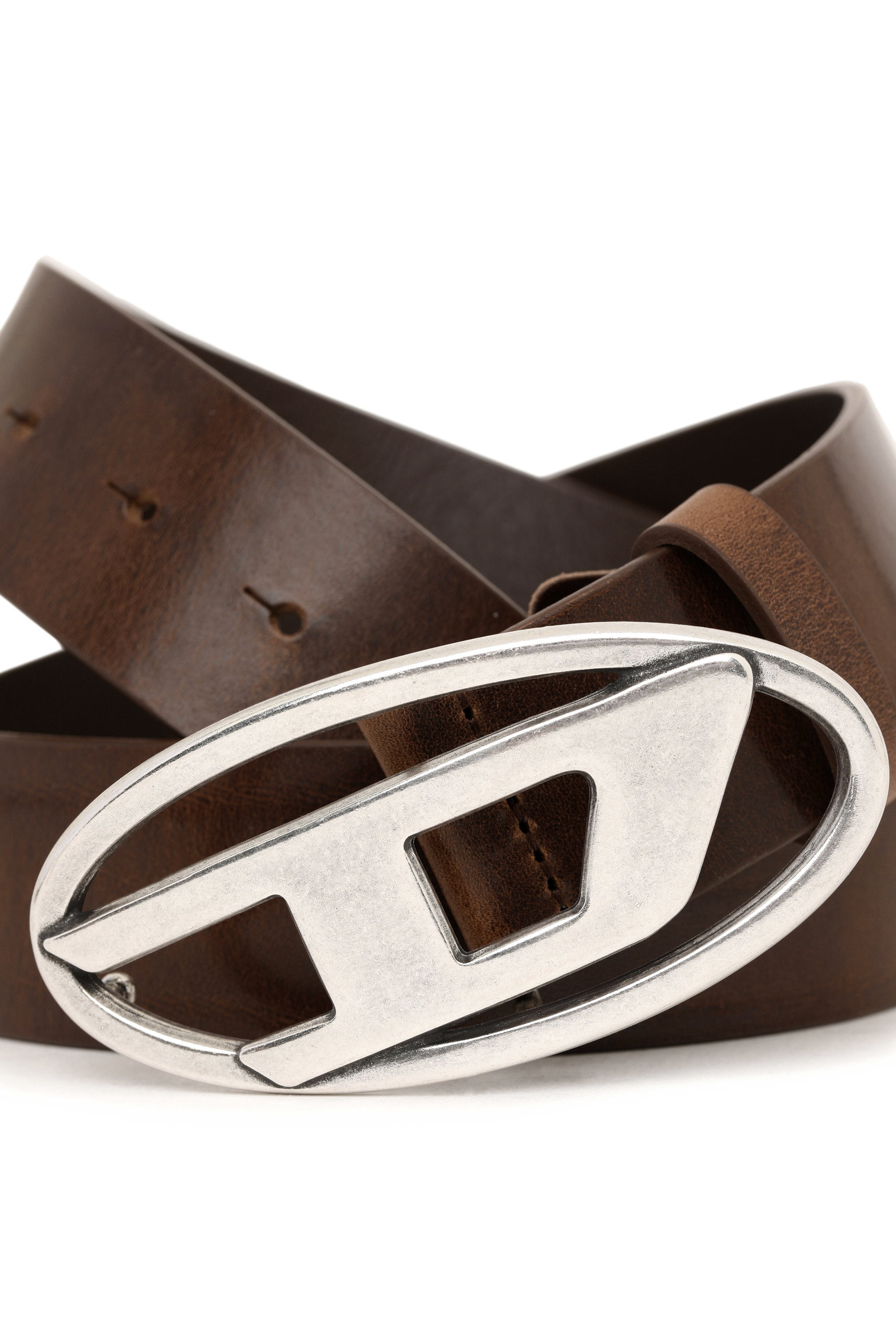 Diesel - B-1DR, Man Leather belt with D buckle in Brown - Image 4