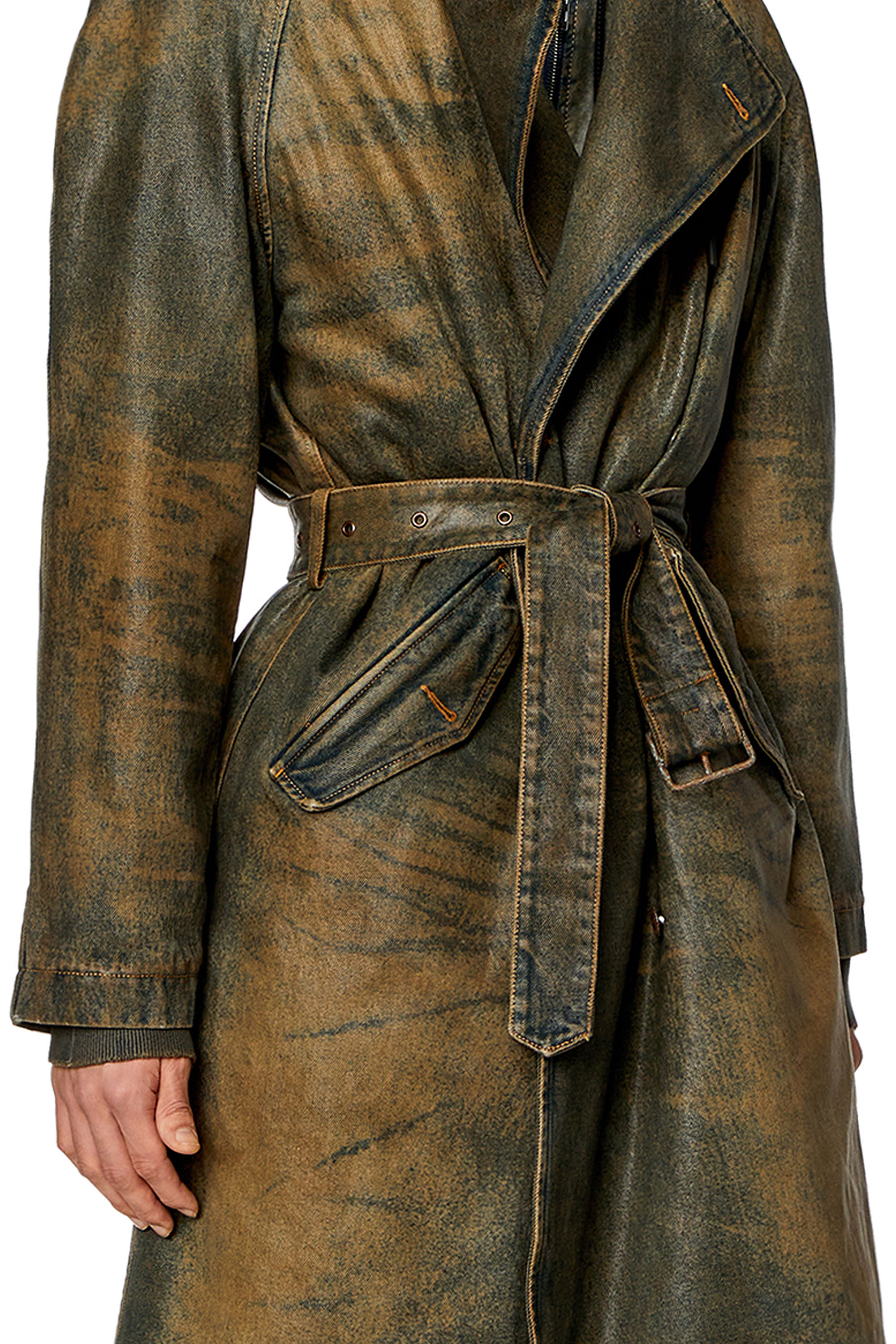 Diesel - CL-J-MATTHEW, Unisex Trench coat in coated denim in Brown - Image 3