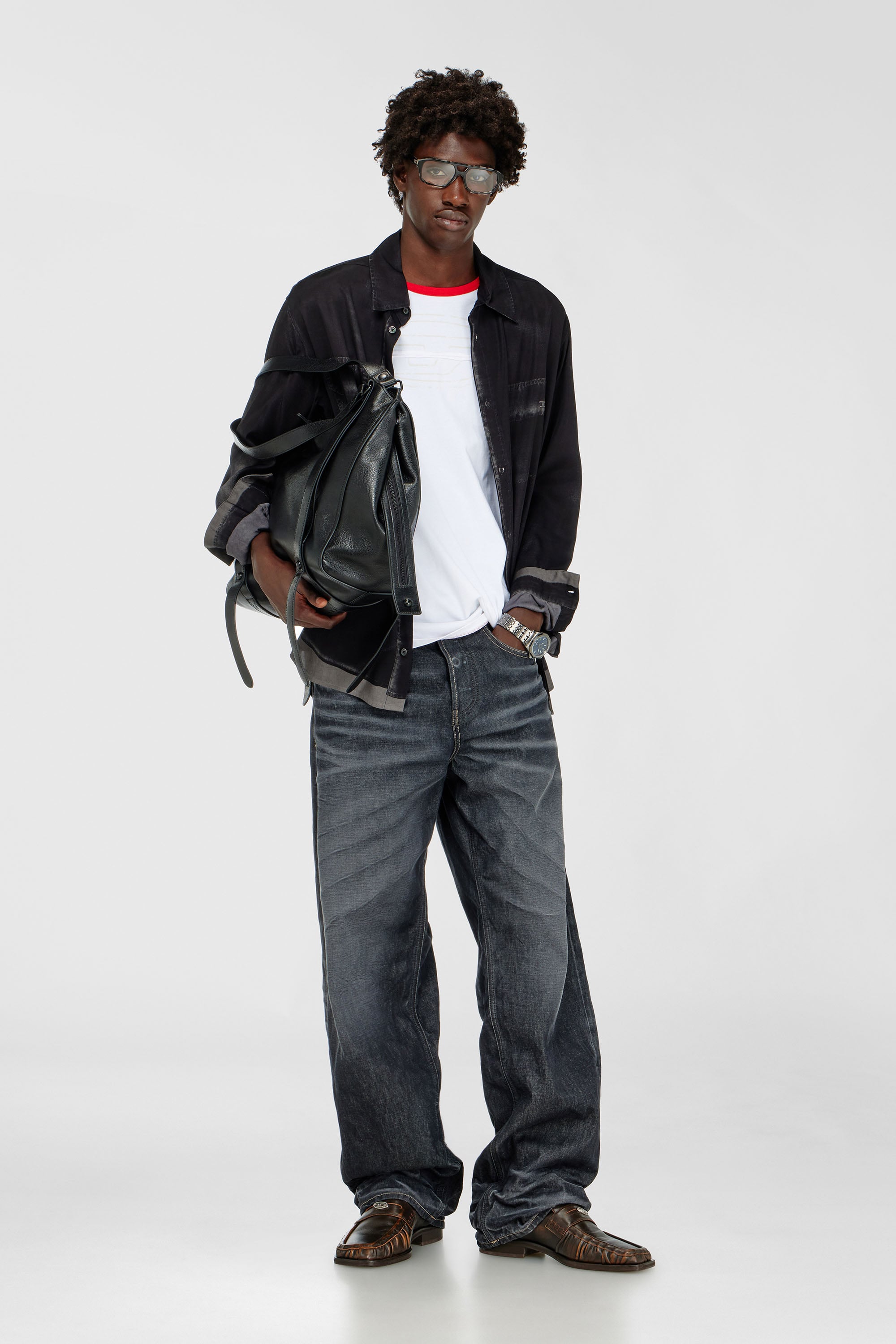 Diesel - T-ADJUST-CUT-OD, Man's T-shirt with sectioned Oval D in null - 2
