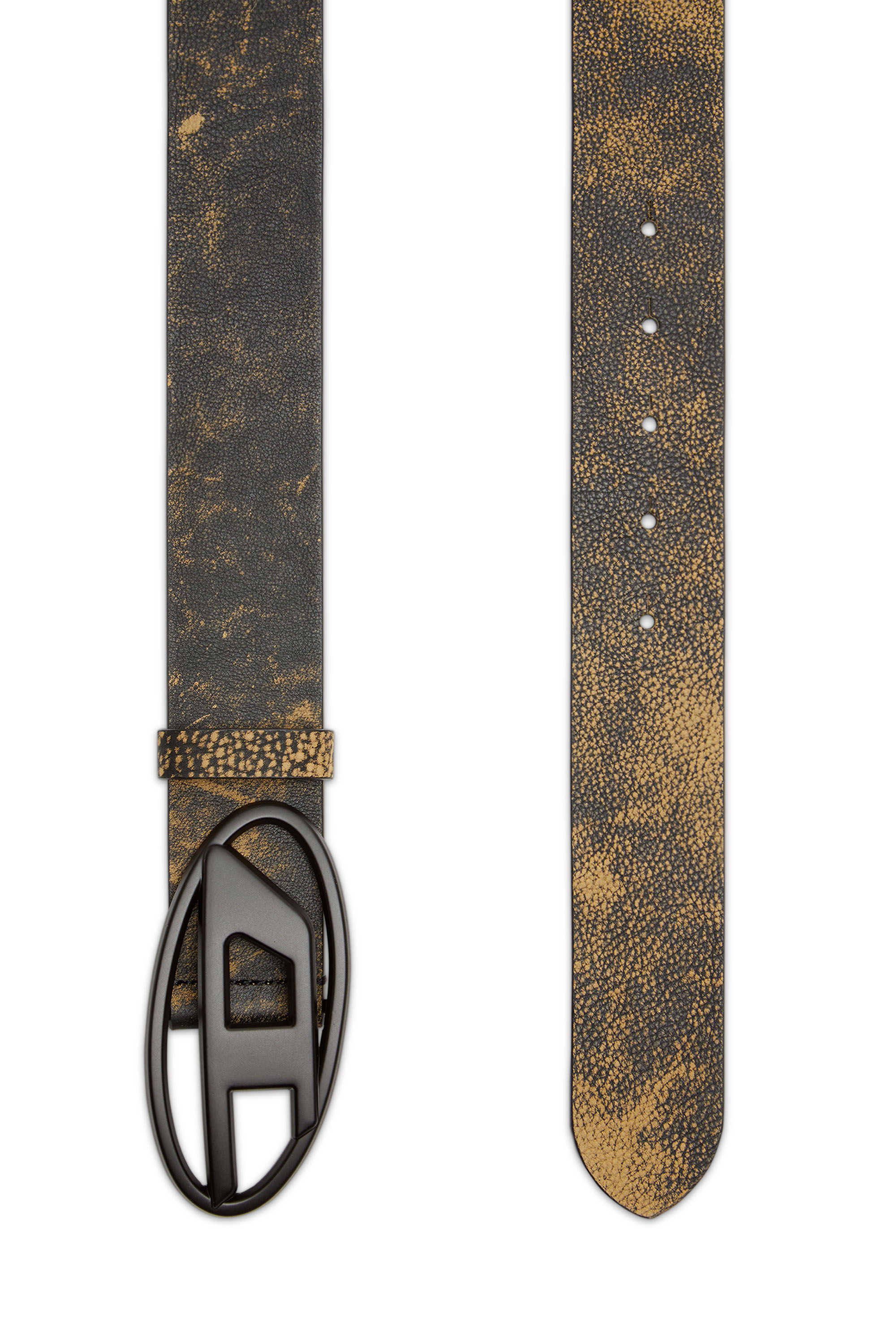 Diesel - B-1DR, Unisex Treated leather belt with logo buckle in Multicolor - Image 2
