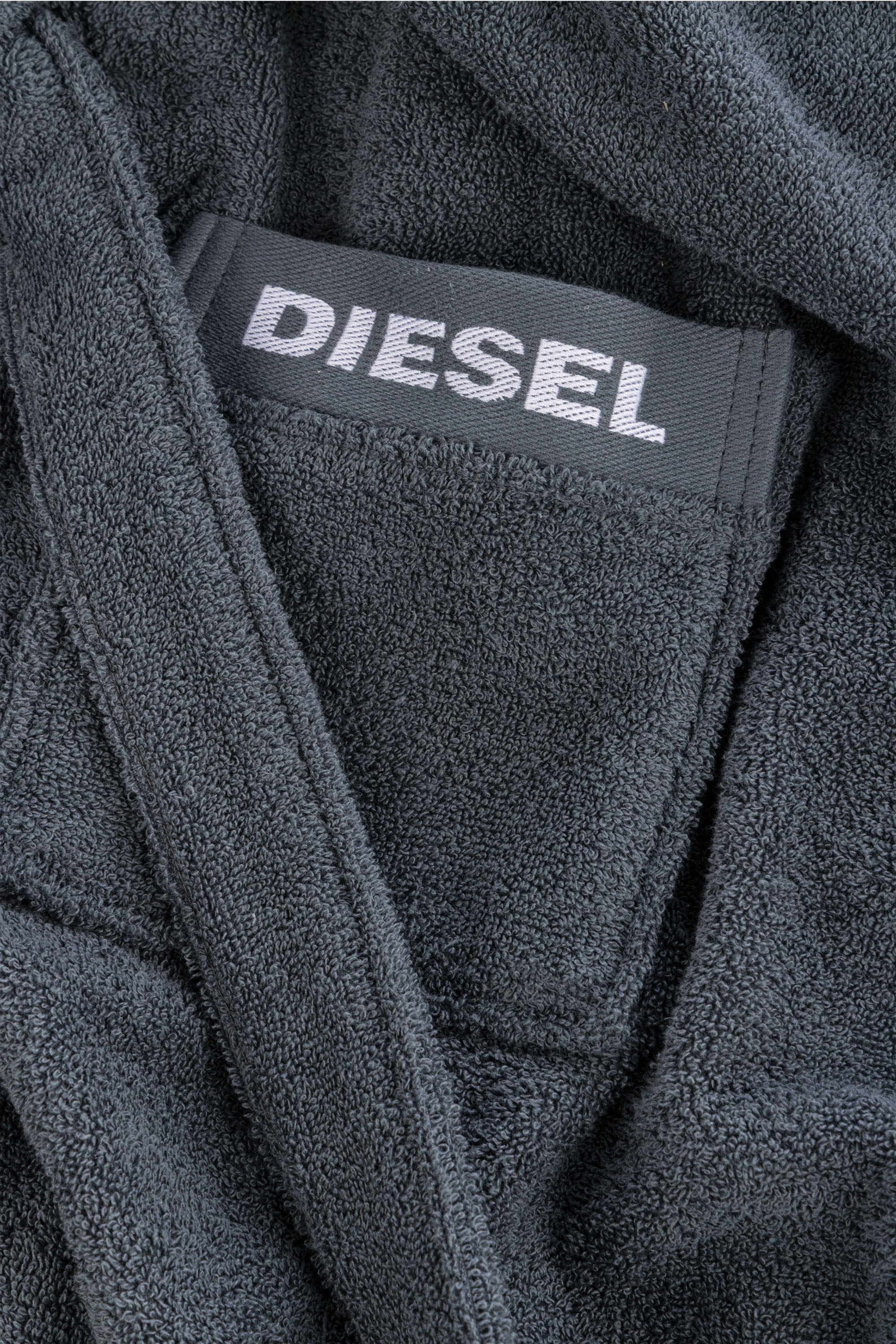 Diesel - 1015101 LOGO-COTTON BATHROBE SIZE S GREY, Unisex's Logo-Cotton Terry Bathrobe, S size in Dark grey - 2