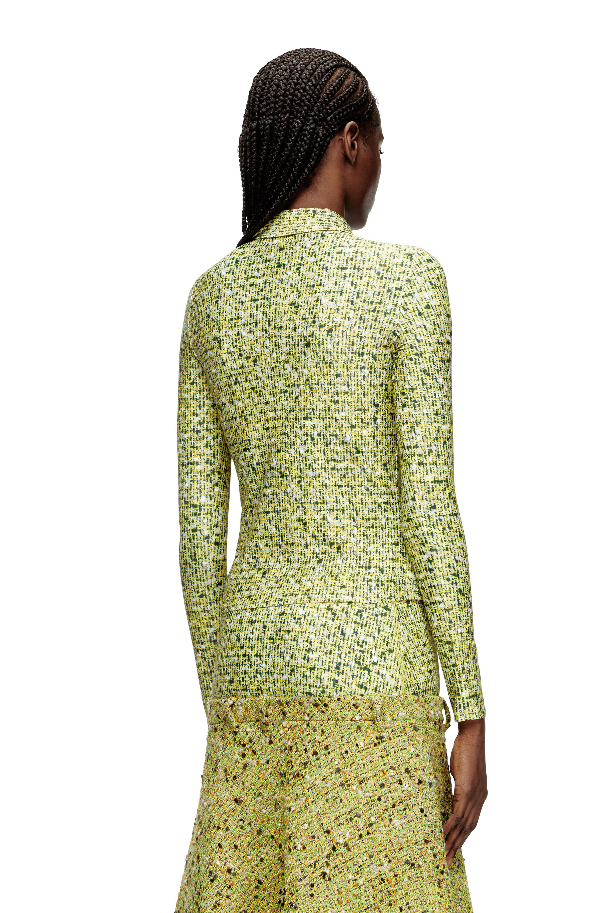 Diesel - C-ELAZ-BC, Woman's Stretch fabric shirt with bouclé print in Yellow - 4