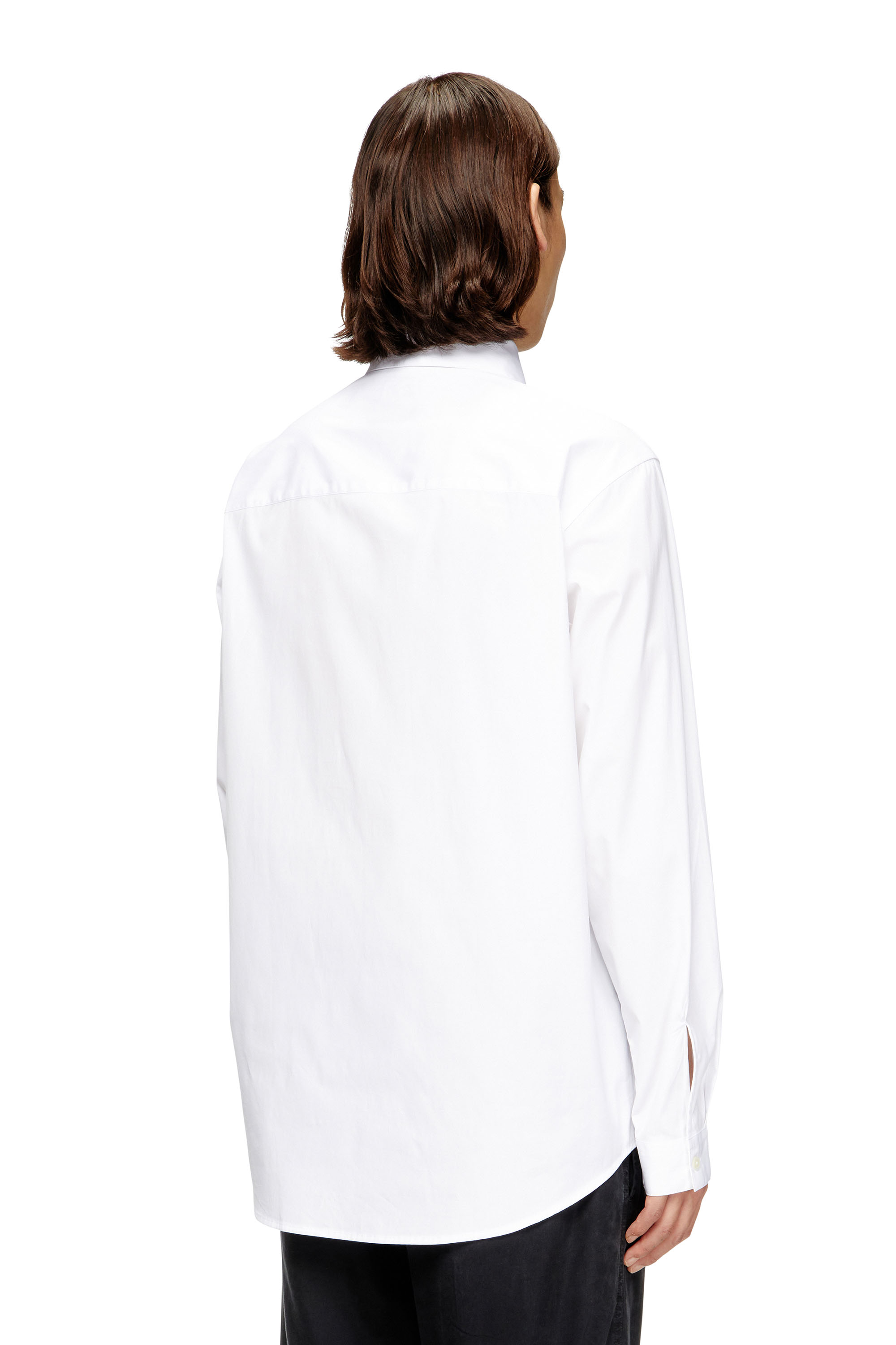 Diesel - S-SIMPLY-GSBH, Man's Stretch poplin shirt with embroidery in White - 4