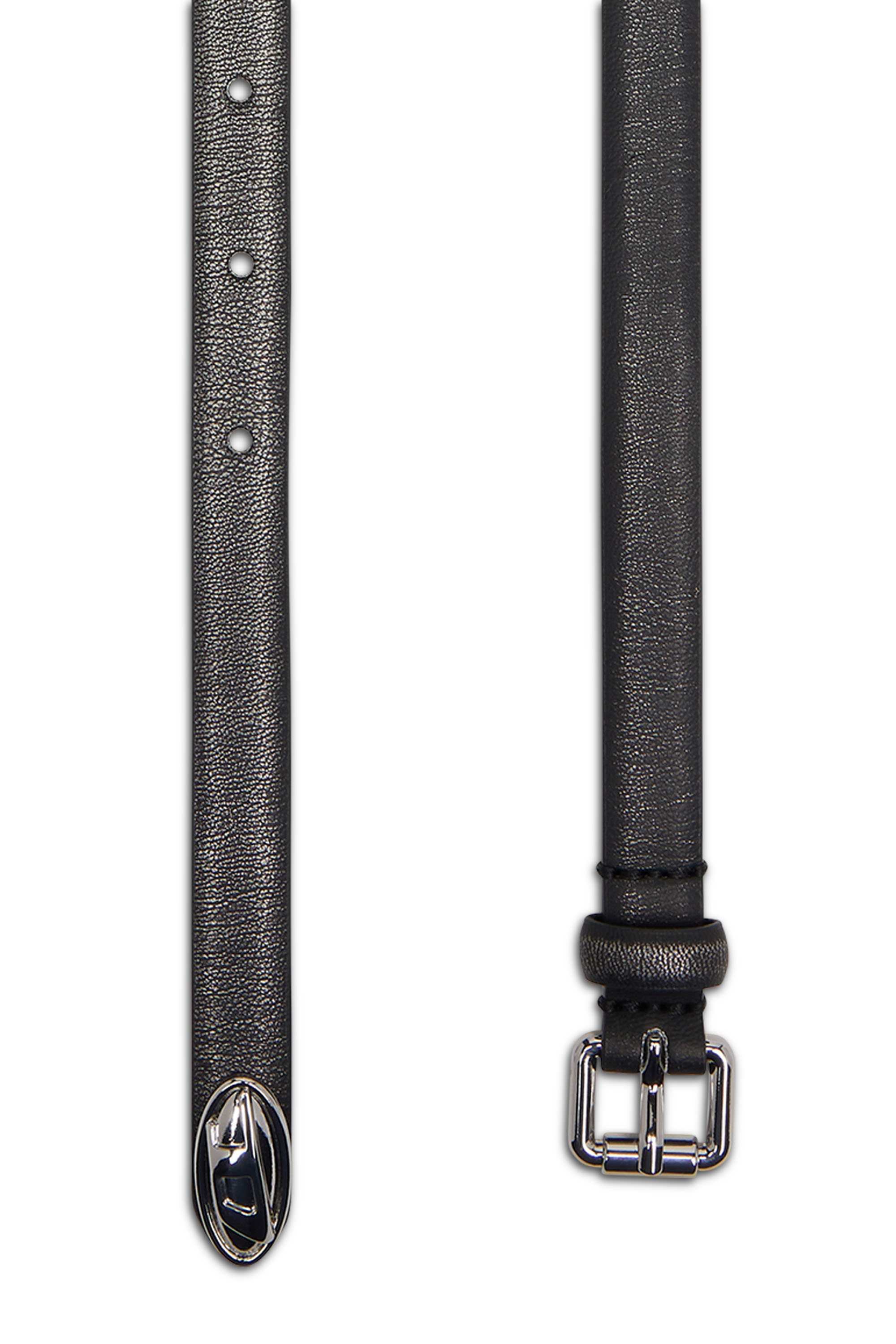 Diesel - B-DD-TIP, Woman's 1.4cm belt with slim buckle in Black/Silver - 2