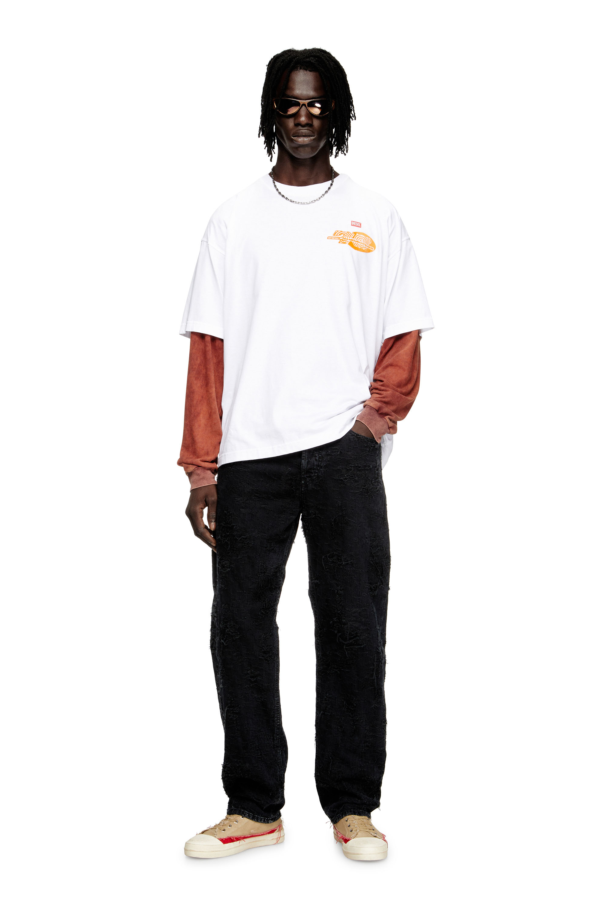 Diesel - T-BOXT-T23, Man's Cotton T-shirt with graphic print in White - 1