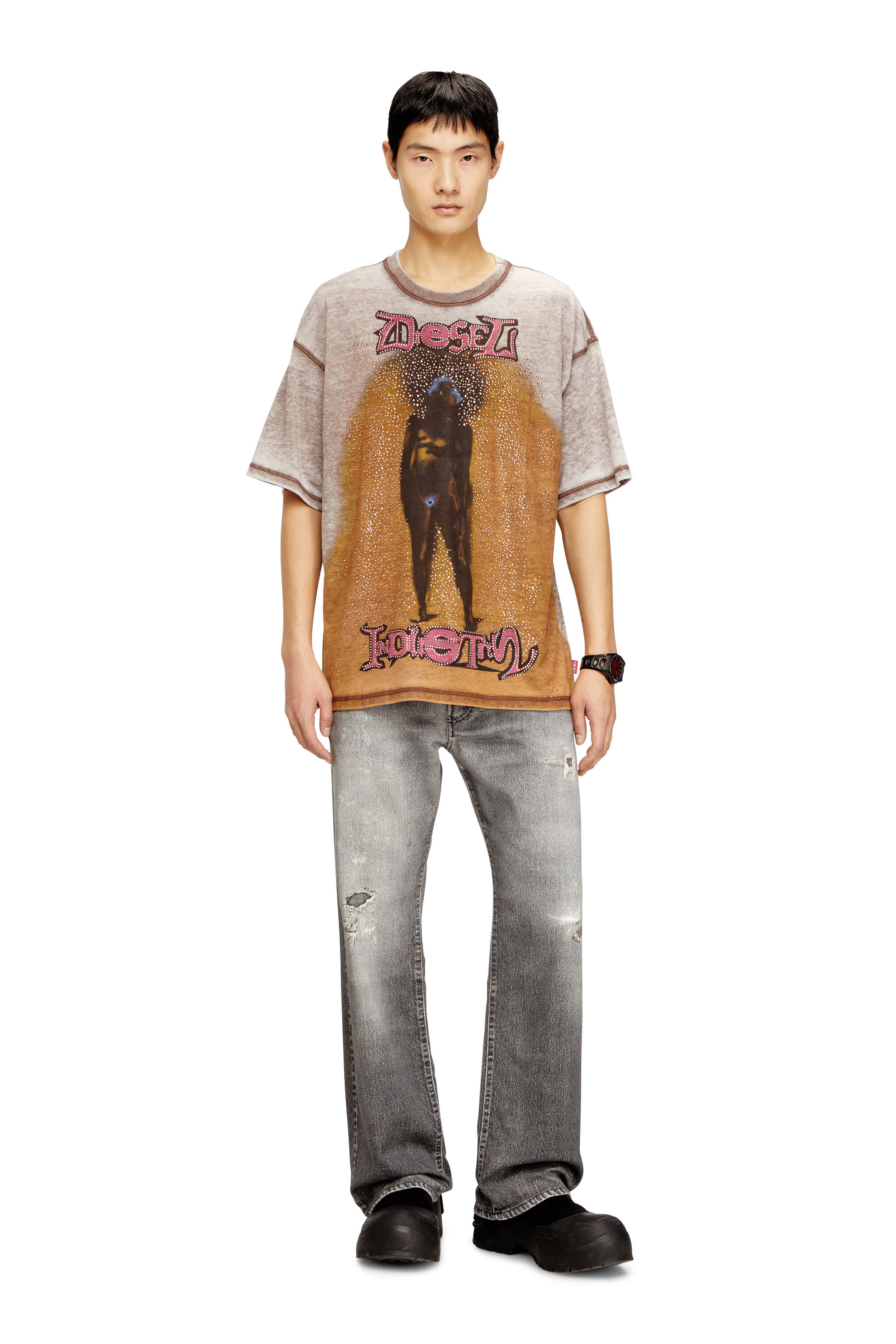 Diesel - T-BOXT-V12, Man's Relaxed T-shirt with print and studs in null - 1