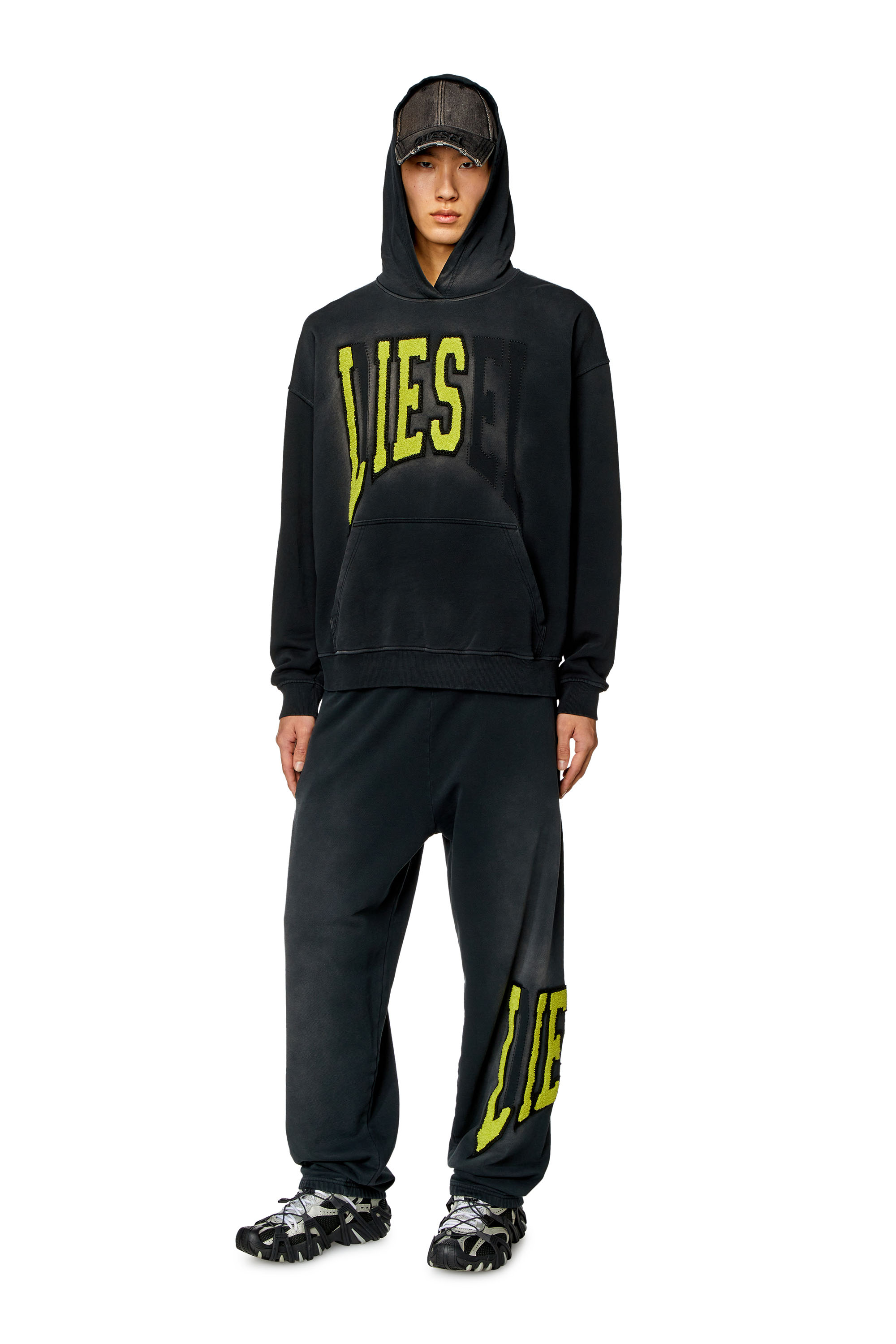 Diesel - P-MARCHI, Man College track pants with LIES patches in Black - Image 2