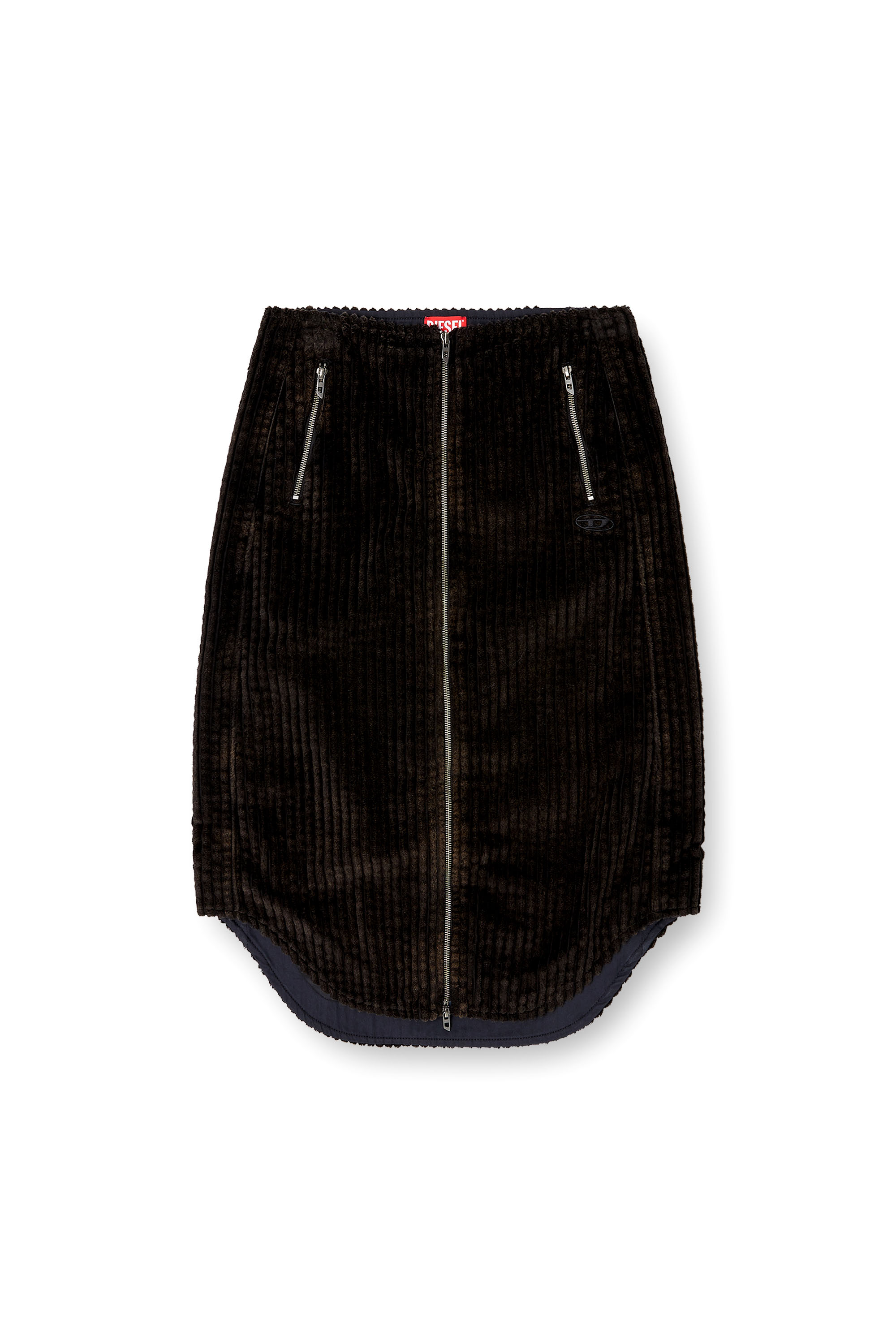 O-LLIPOP, Black Diesel - O-LLIPOP, Woman's Cotton midi skirt with zipper in Black - 2