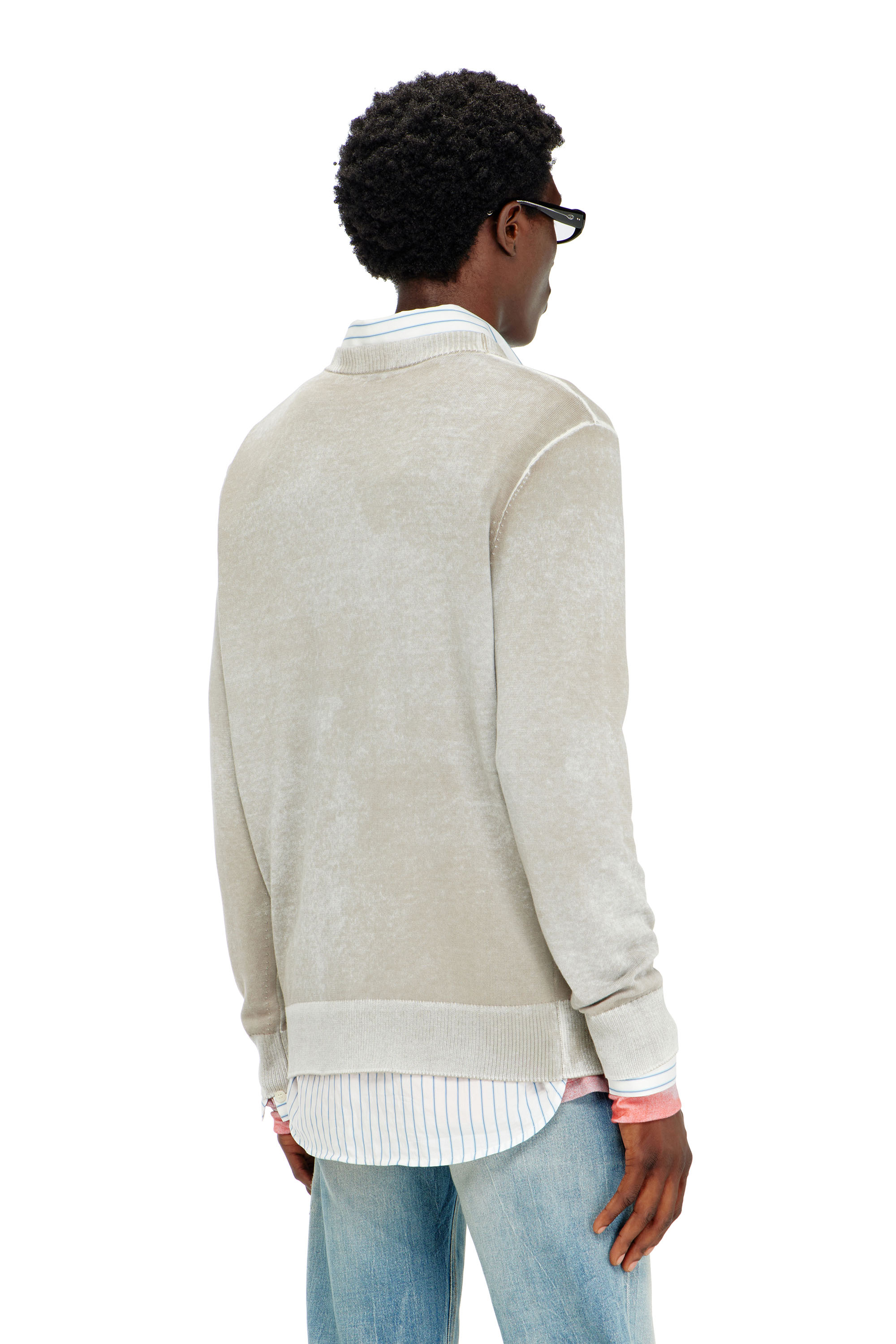 Diesel - K-LAURENT, Man's Jumper with faded reverse print in Light Grey - 4