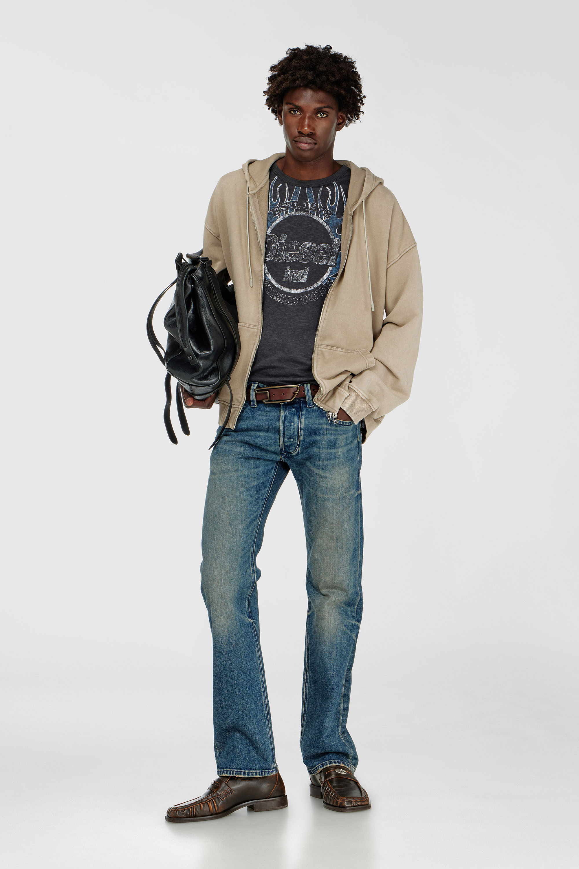 Diesel - T-NOTS, Man's T-shirt in slub-jersey with crack print in null - 1