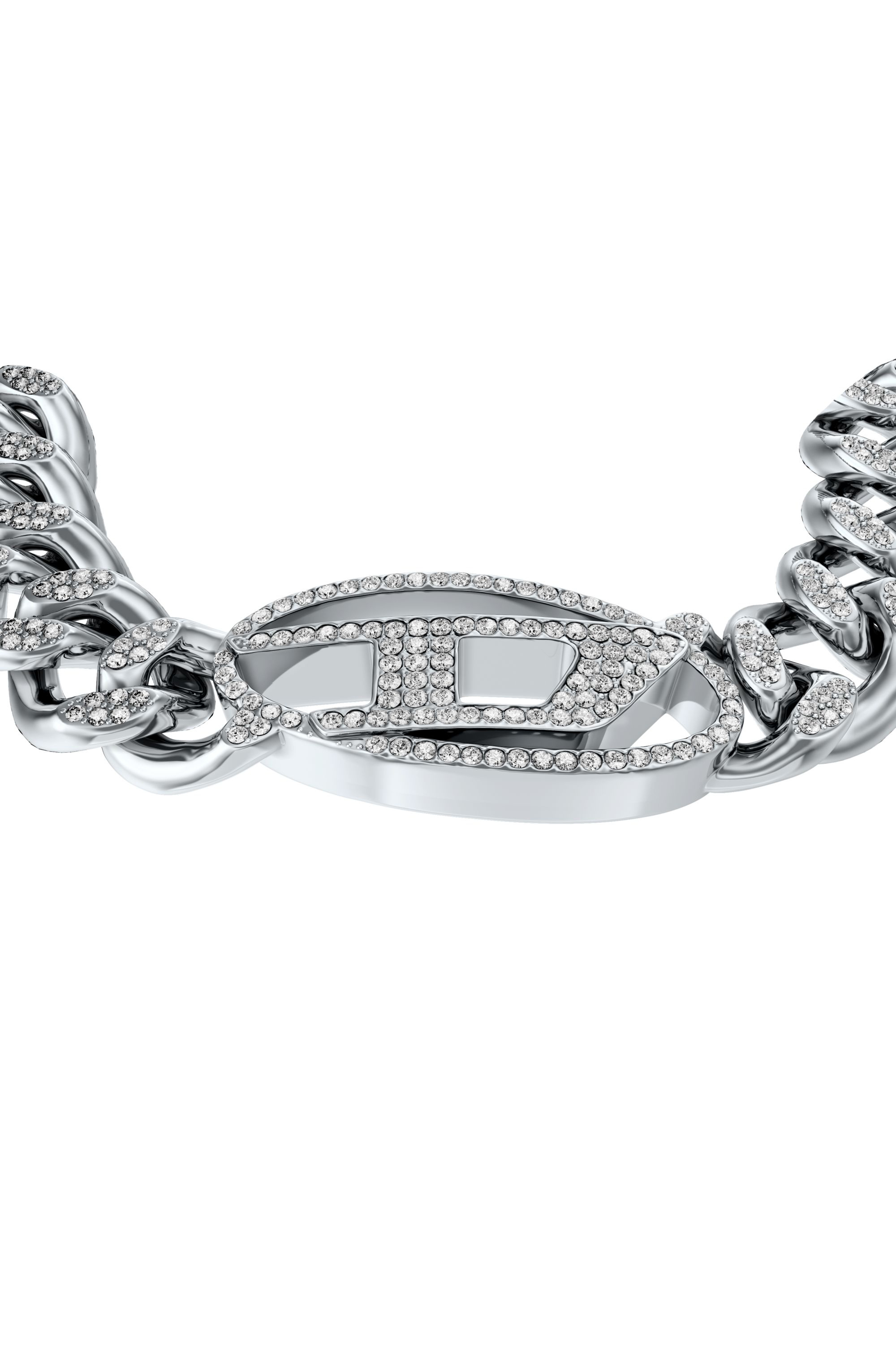 Diesel - DX1707040 JEWELLERY, Unisex's Stainless steel Oval D glitz chain bracelet in Silver - 2