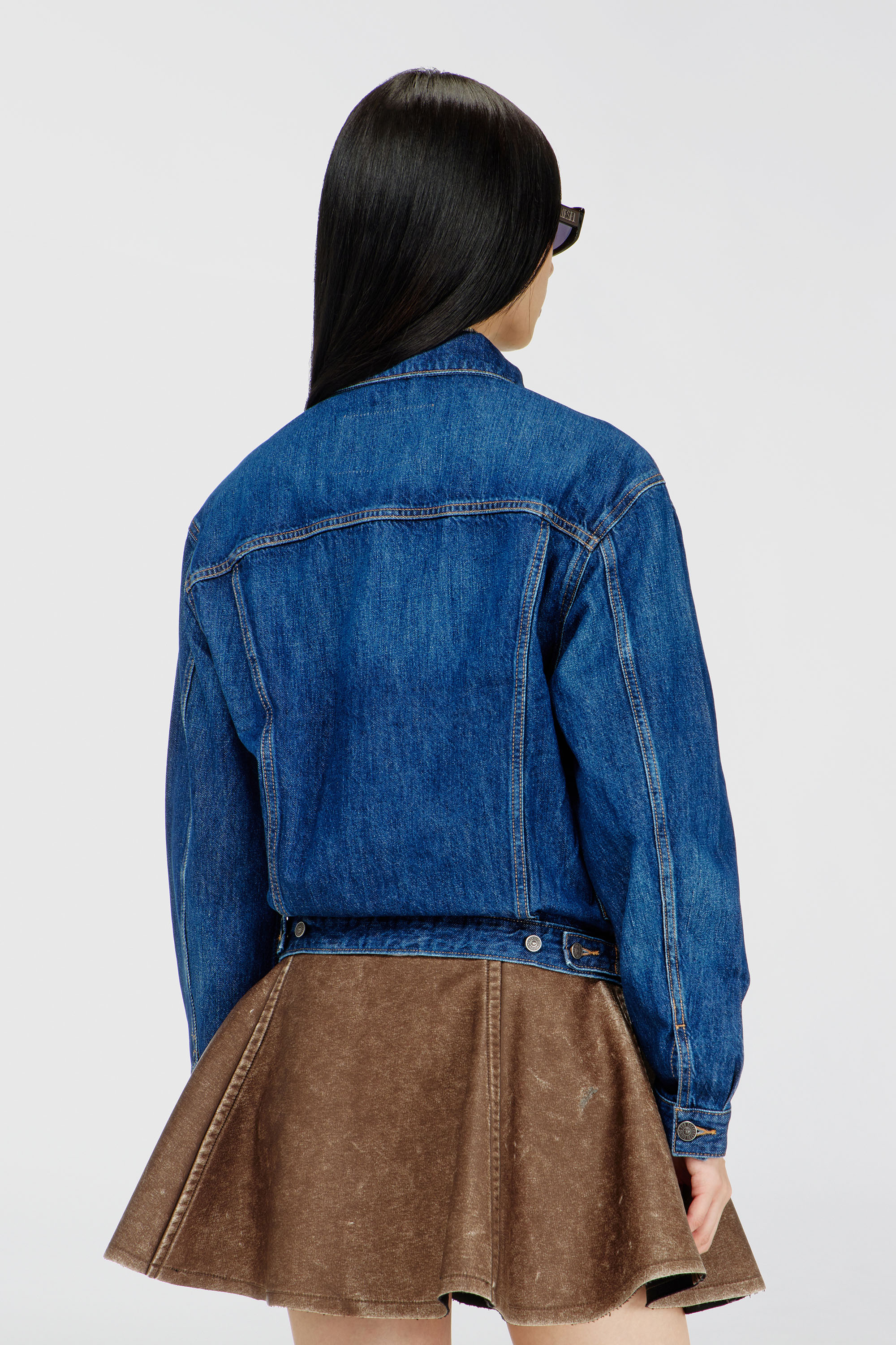 Diesel - D-RANGER, Man's Trucker jacket in denim in Medium blue - 4