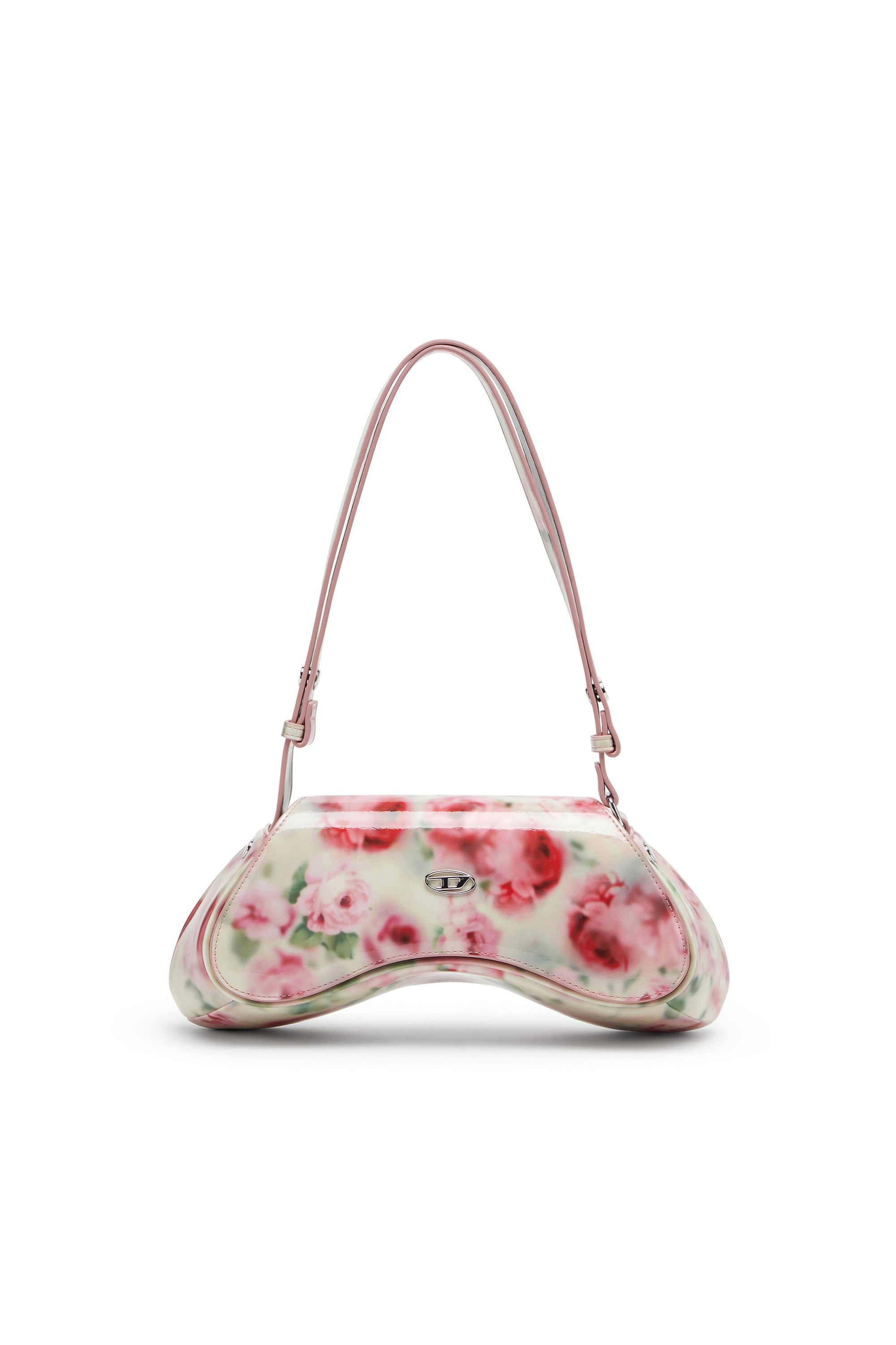 Diesel - PLAY CROSSBODY, Woman's Play-Shoulder bag in printed glossy PU in White/Pink - 1