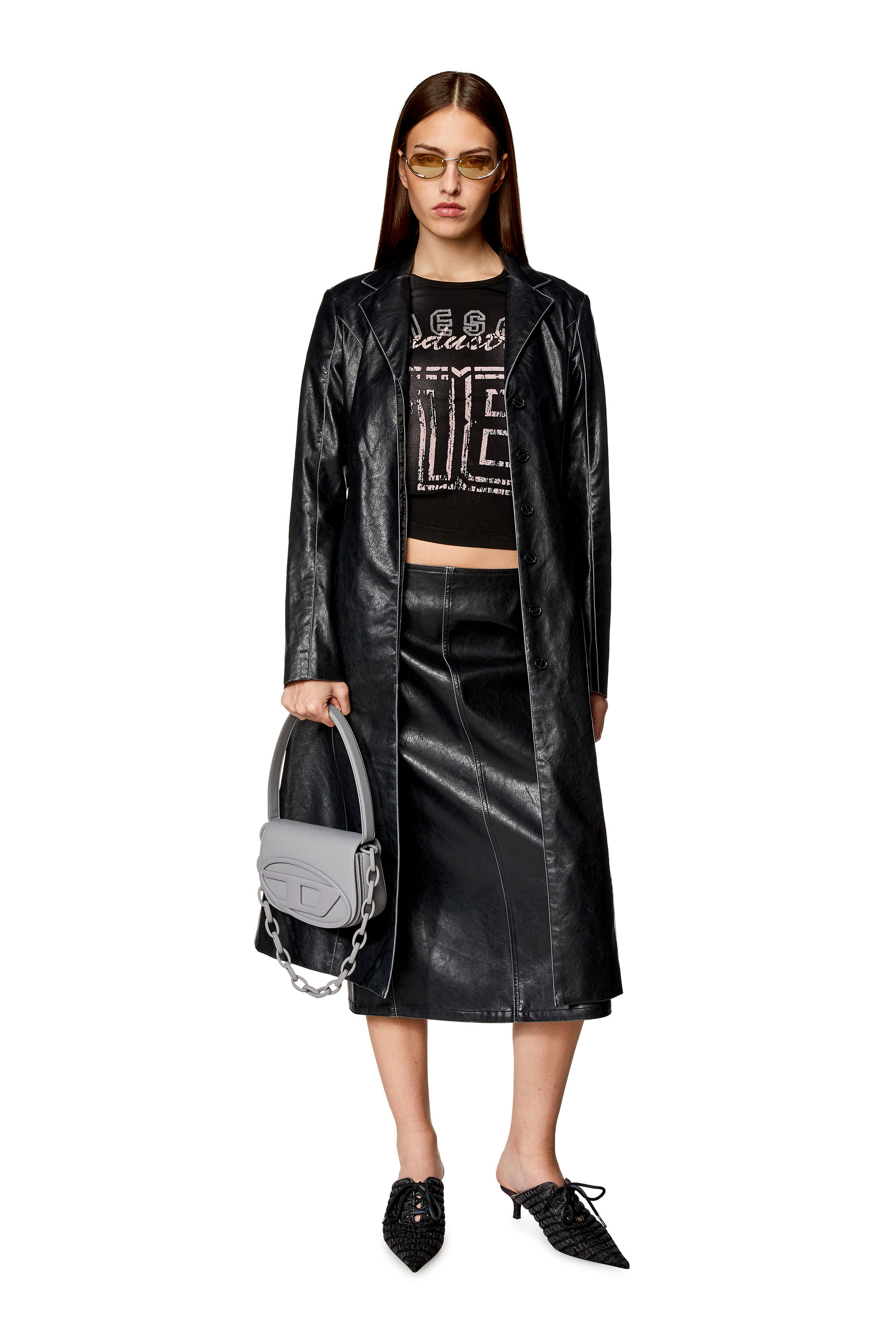 Diesel - 1DR, Woman 1DR-Iconic shoulder bag in matte leather in Grey - Image 6