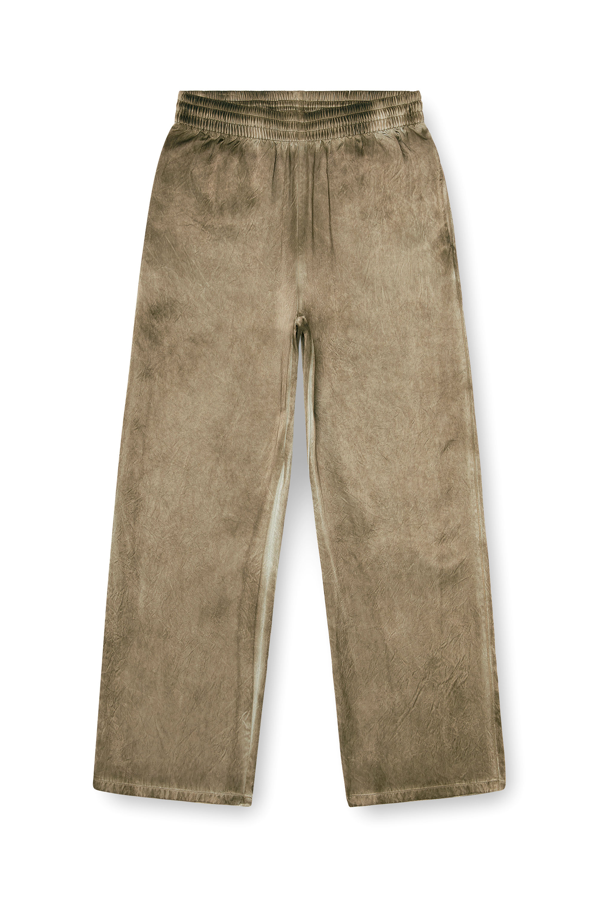 Diesel - P-THECK-AGCT, Man's Pants in wrinkled satin in Light Brown - 2