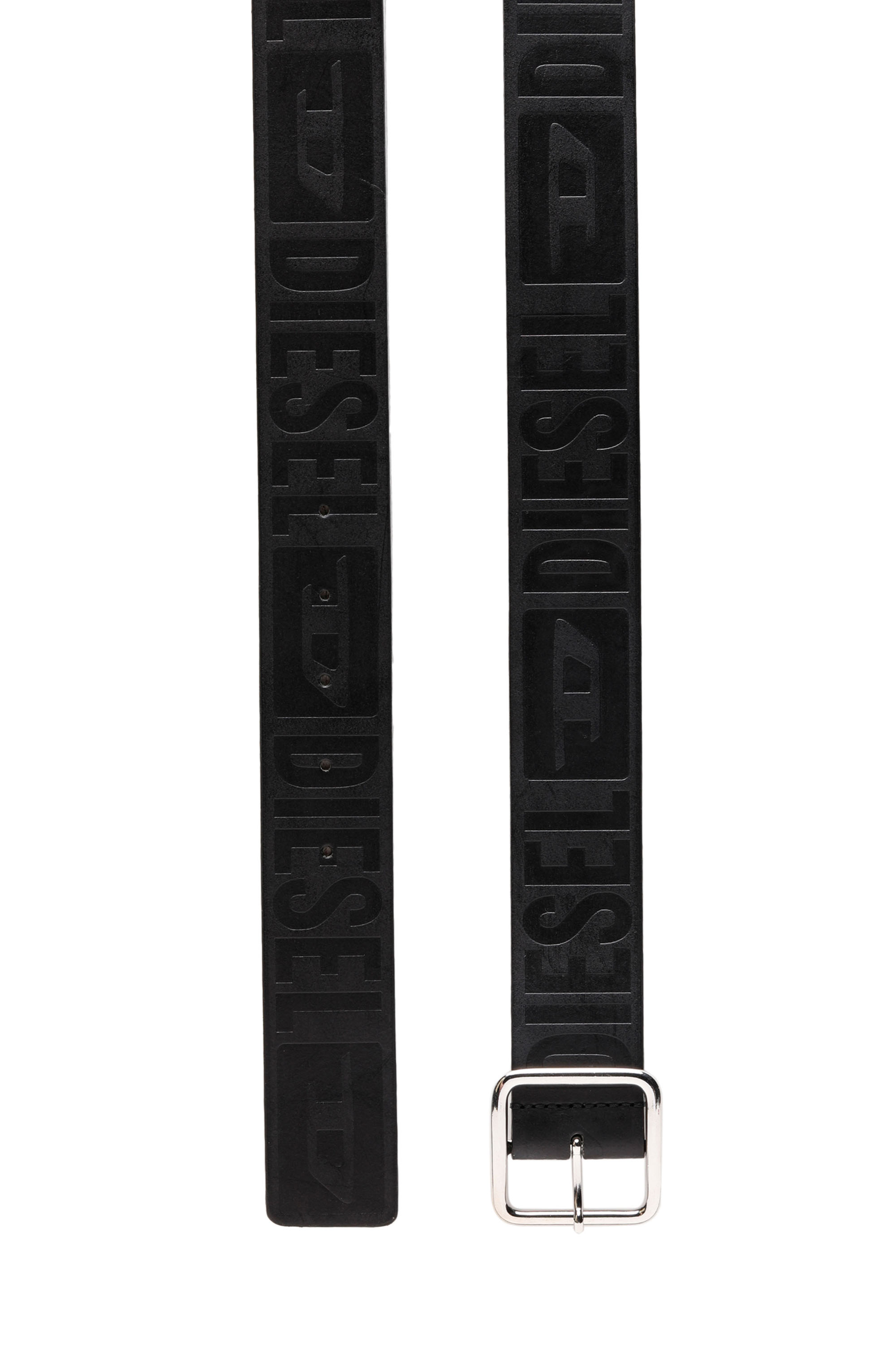 Diesel - B-ILLY II, Man Leather belt with all-over debossed logo in Black - Image 3