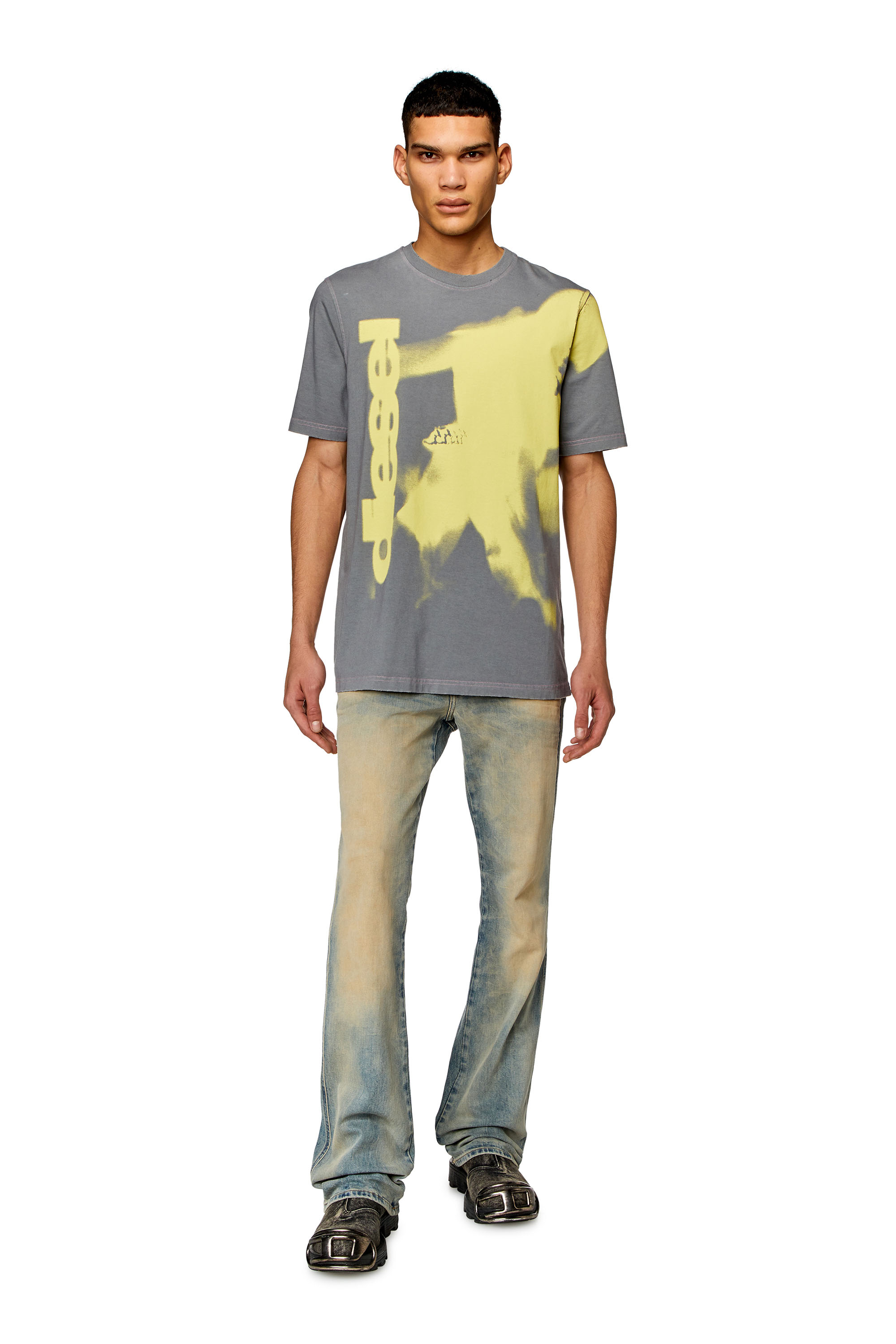 Diesel - T-JUST-N13, Man T-shirt with smudged print in Grey - Image 2