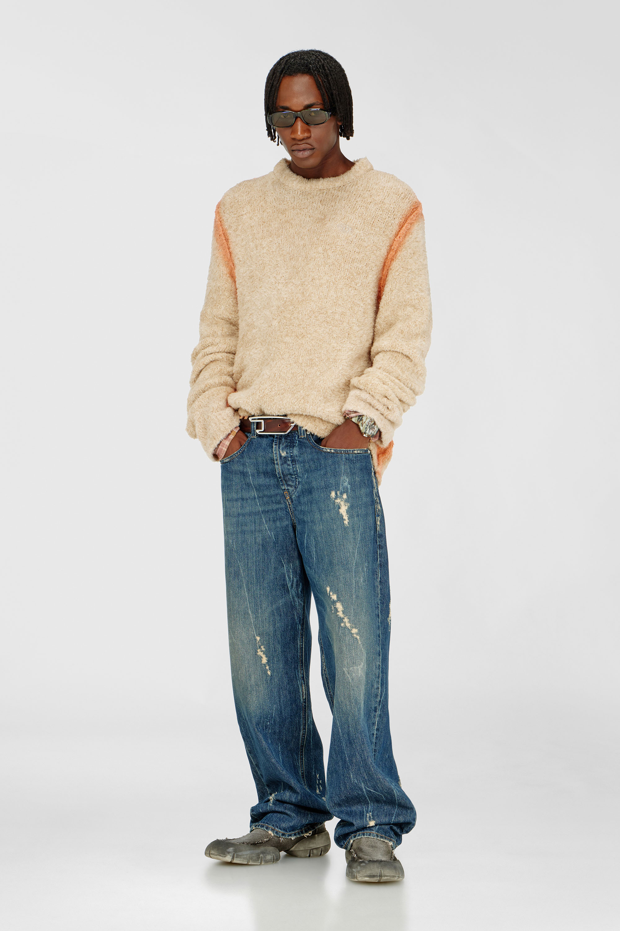 Diesel - K-RIMI, Man's Alpaca-blend jumper with spray-dyed seams in Light Brown - 2