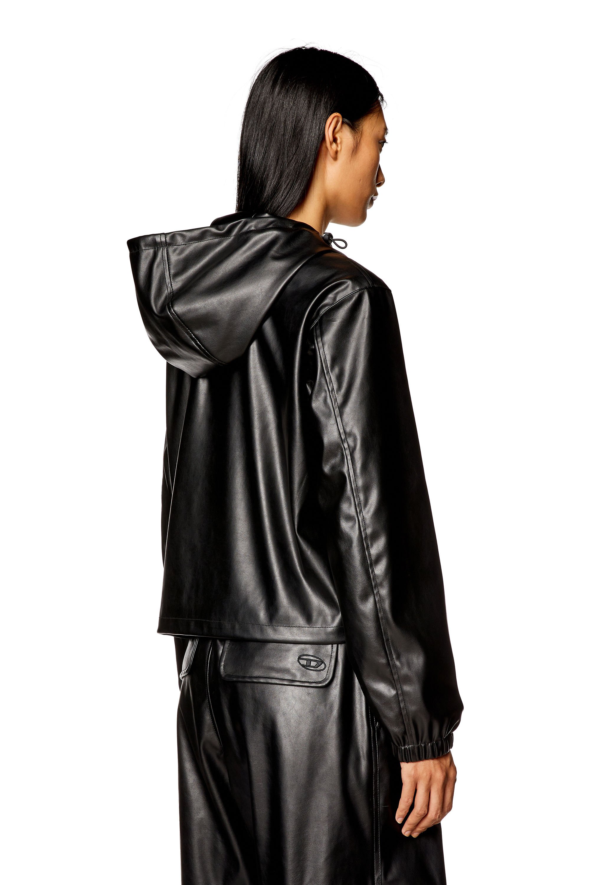 Diesel - G-BONNY-N1, Woman Hooded jacket in coated fabric in Black - Image 4