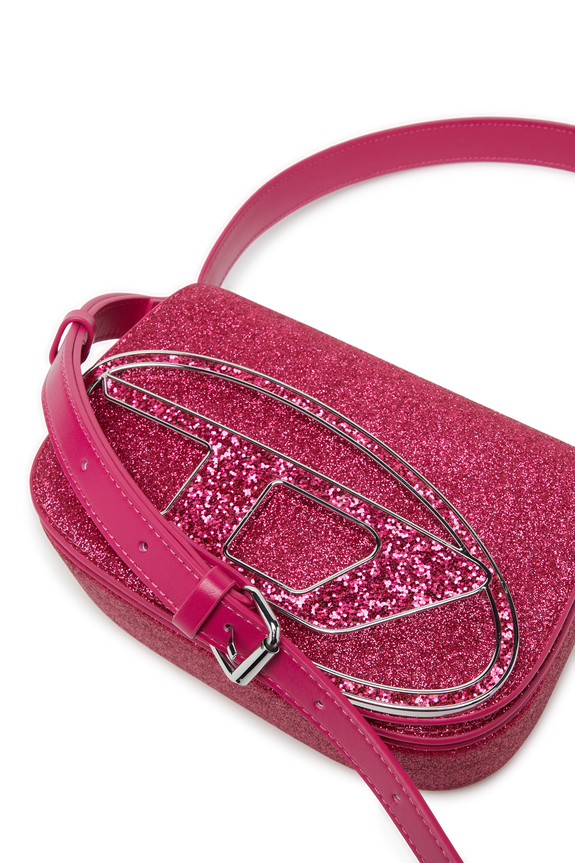 Diesel - 1DR, Woman 1DR-Iconic shoulder bag in glitter fabric in Pink - Image 5