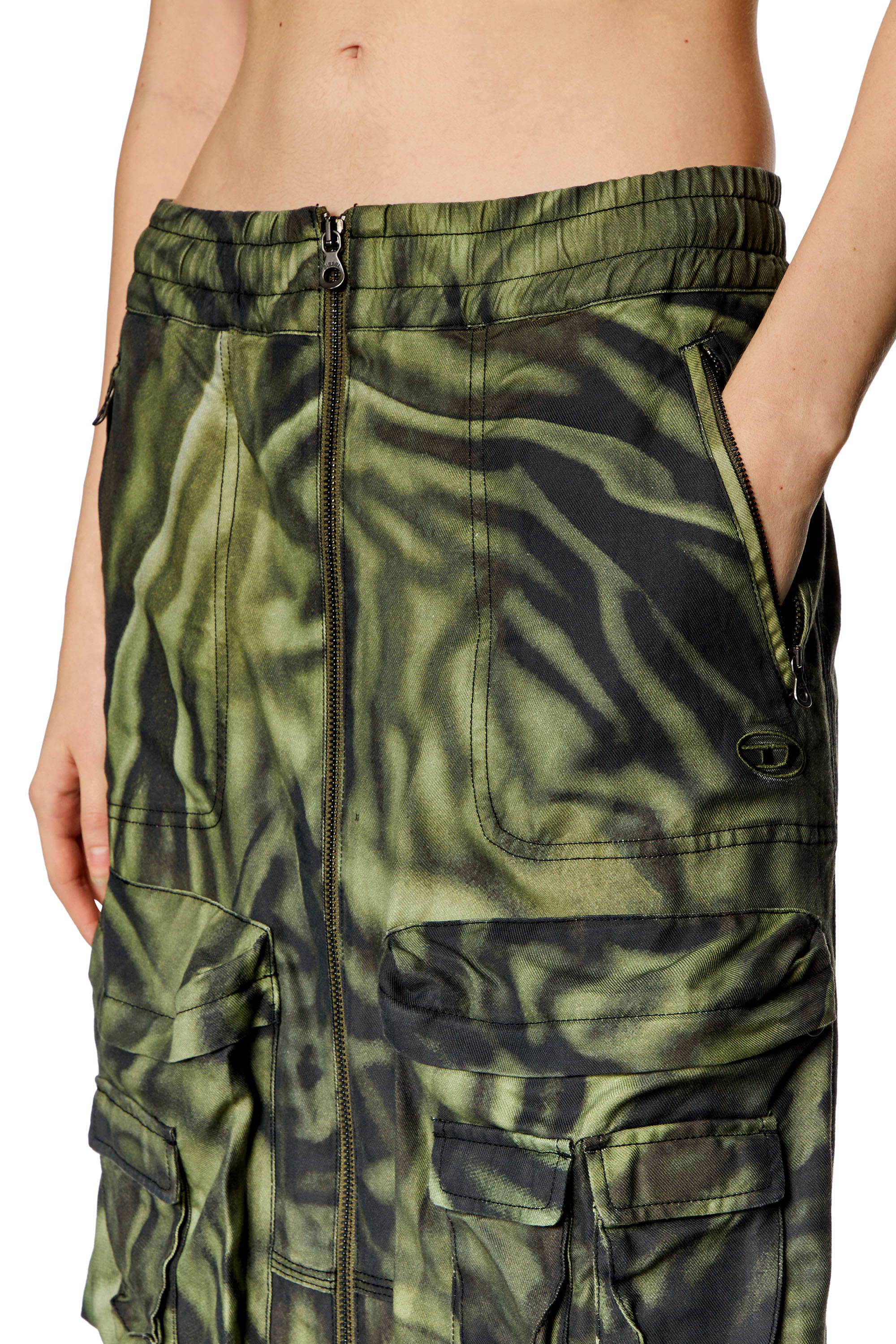 Diesel - O-MIRTOW, Woman Long cargo skirt with zebra-camo print in Multicolor - Image 4