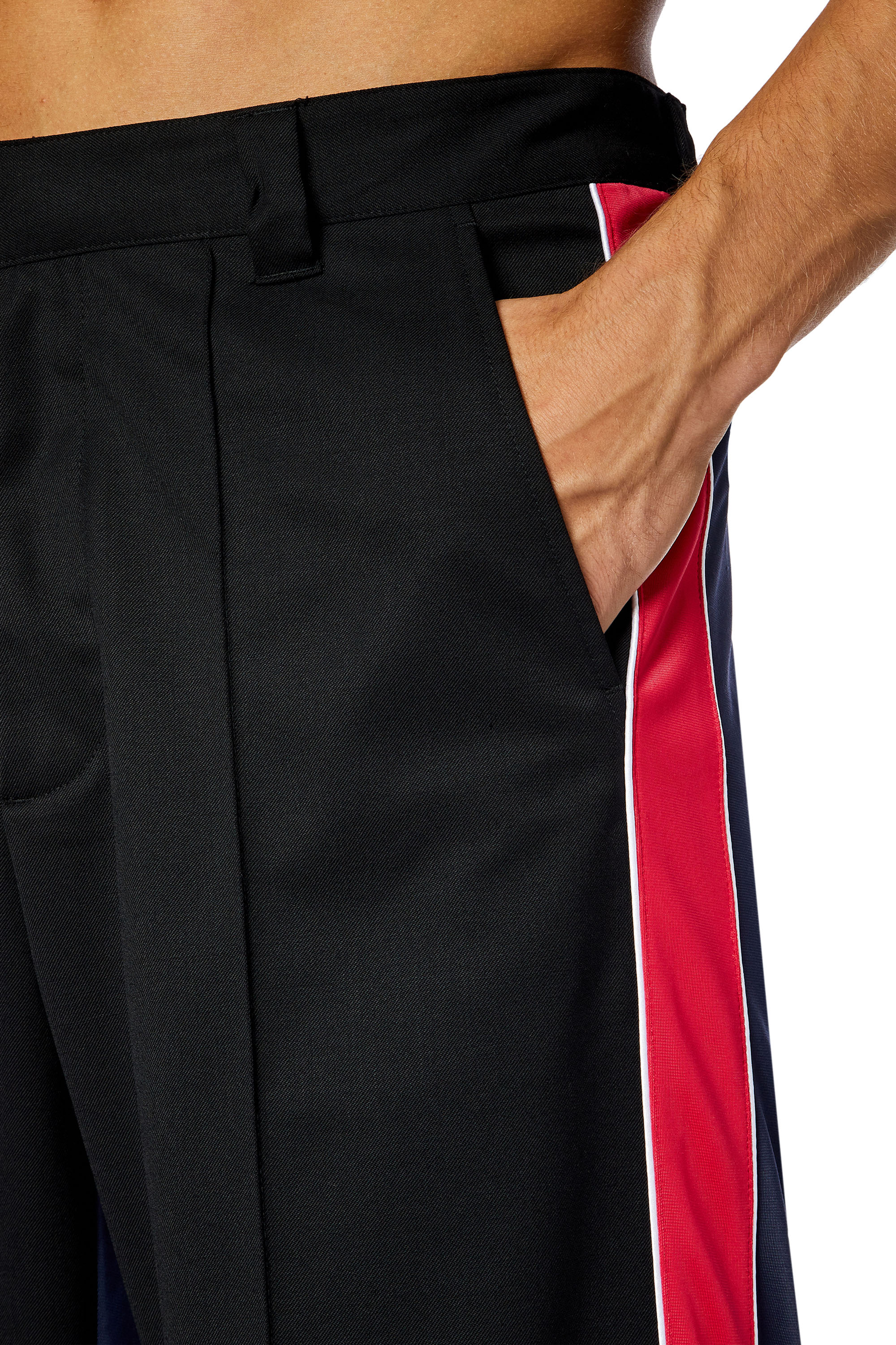 Diesel - P-DEVLIN, Man Hybrid pants in cool wool and tech jersey in Black - Image 5