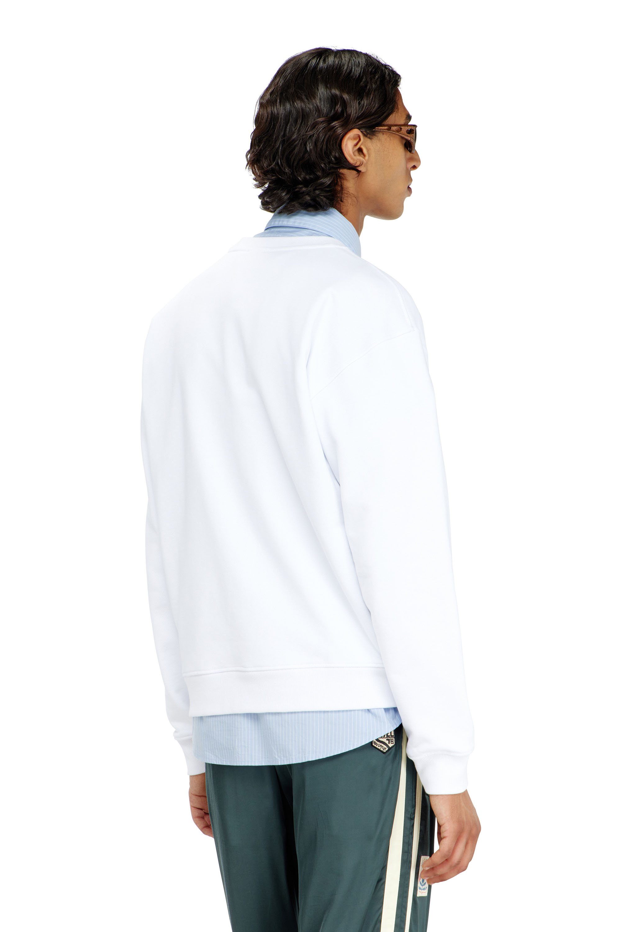 Diesel - S-NORM-AA5, Man's Cotton sweatshirt with micro logo embroidery in White - 4
