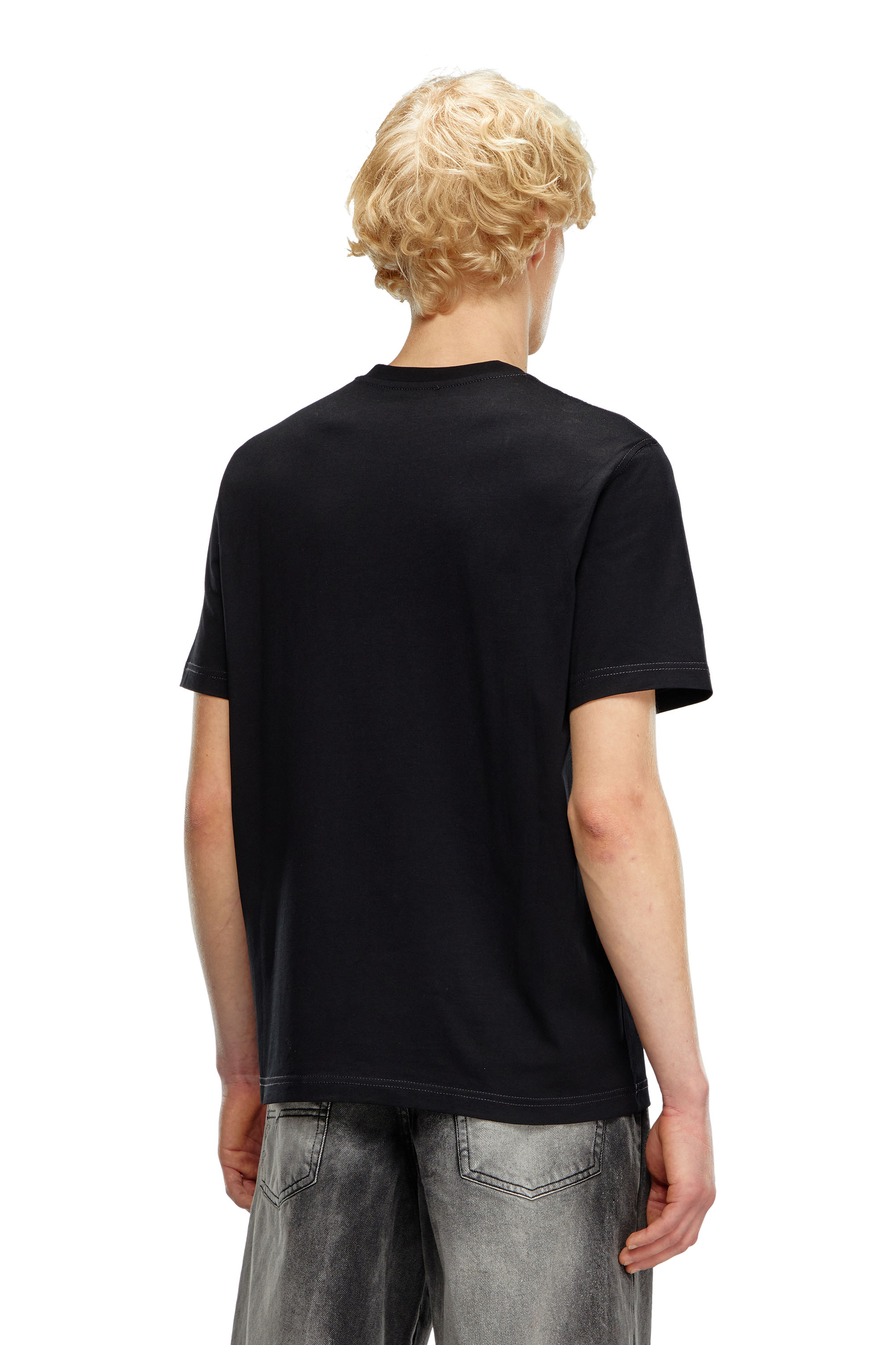 Diesel - T-ADJUST-K1, Man T-shirt with flocked Diesel print in Black - Image 4