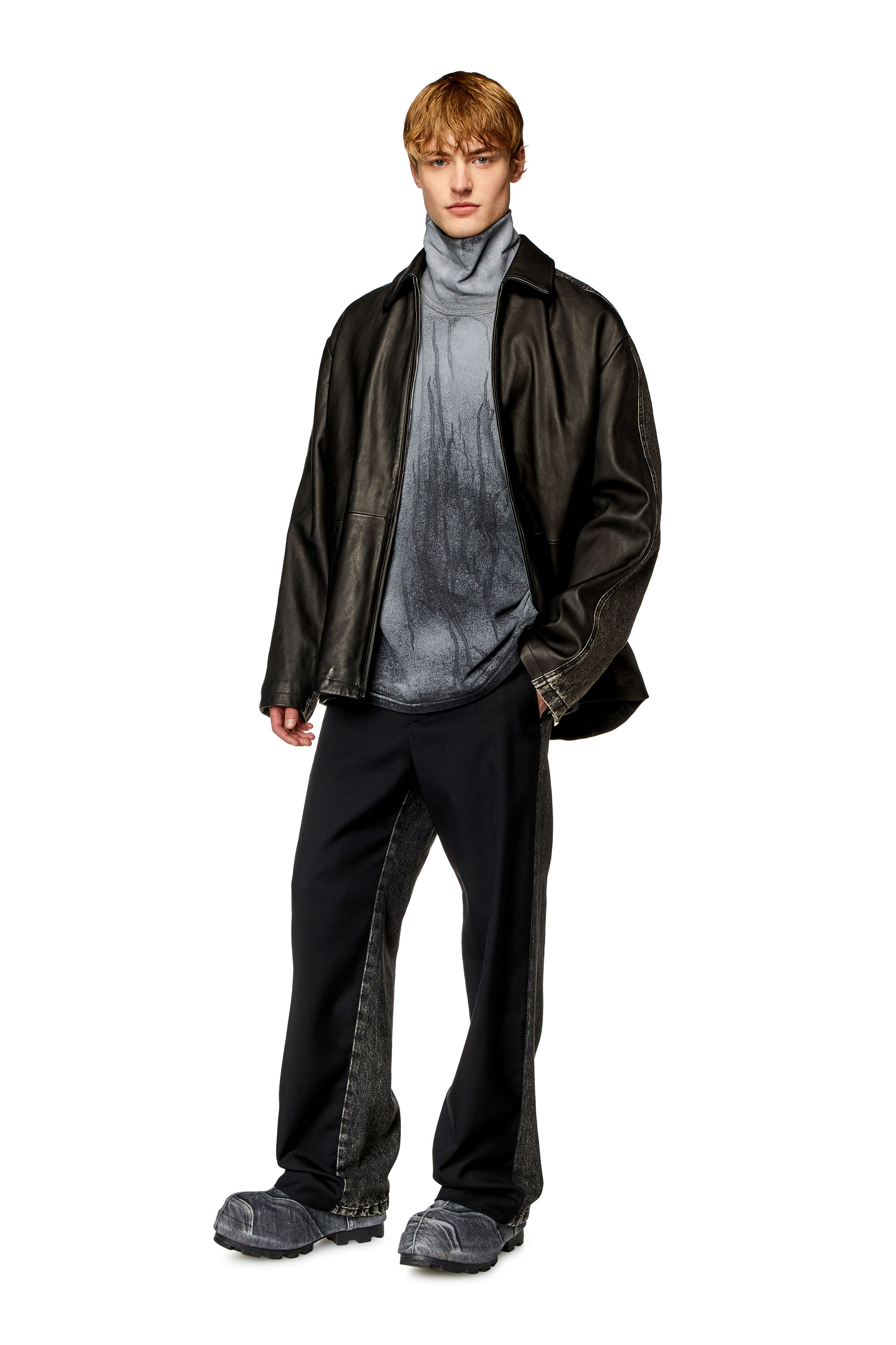 Diesel - P-WIRE-A, Man Hybrid pants in cool wool and denim in Black - Image 2