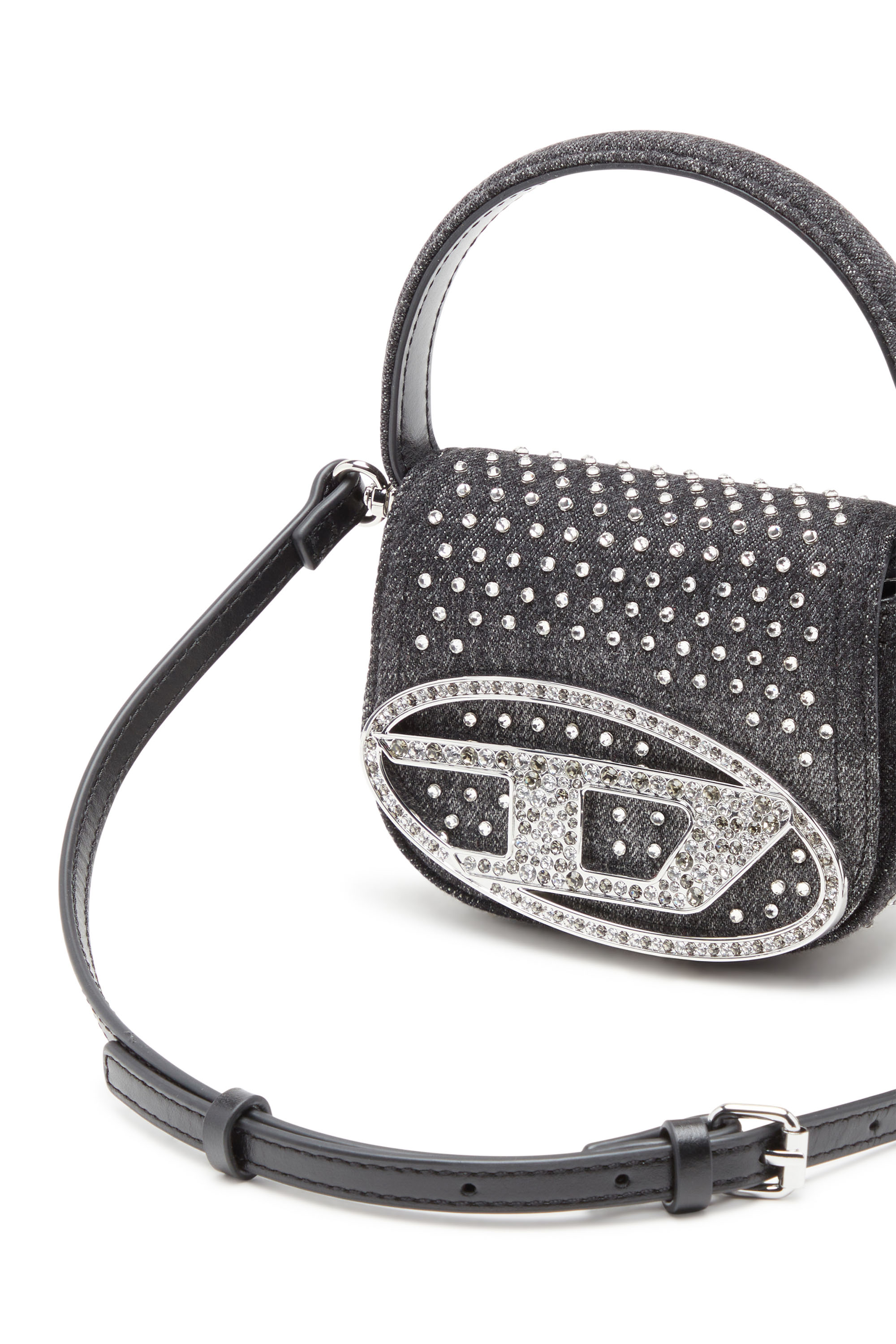 Diesel - 1DR XS, Woman 1DR Xs-Iconic mini bag in denim and crystals in Black - Image 5