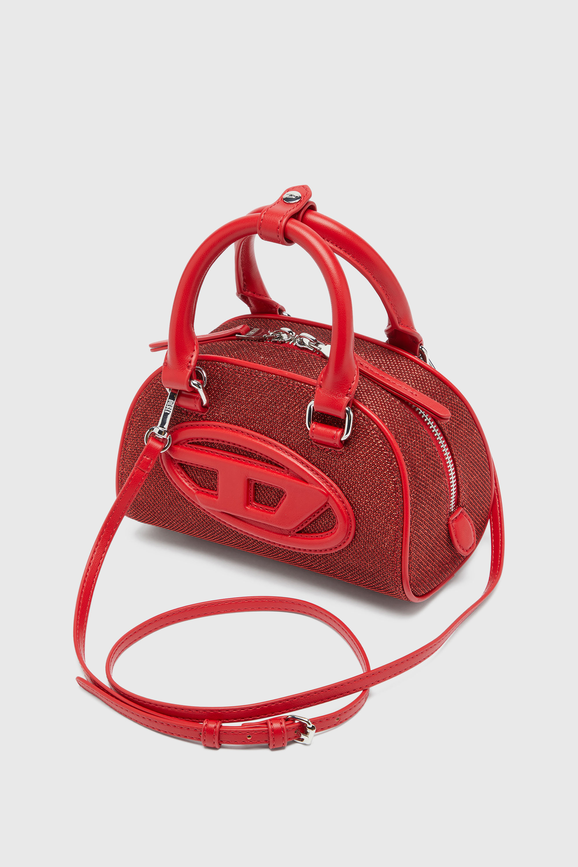 Diesel - 1DR DOME CROSSBODY, Woman's 1DR Dome- Small bowling bag in Lurex fabric in Red - 6