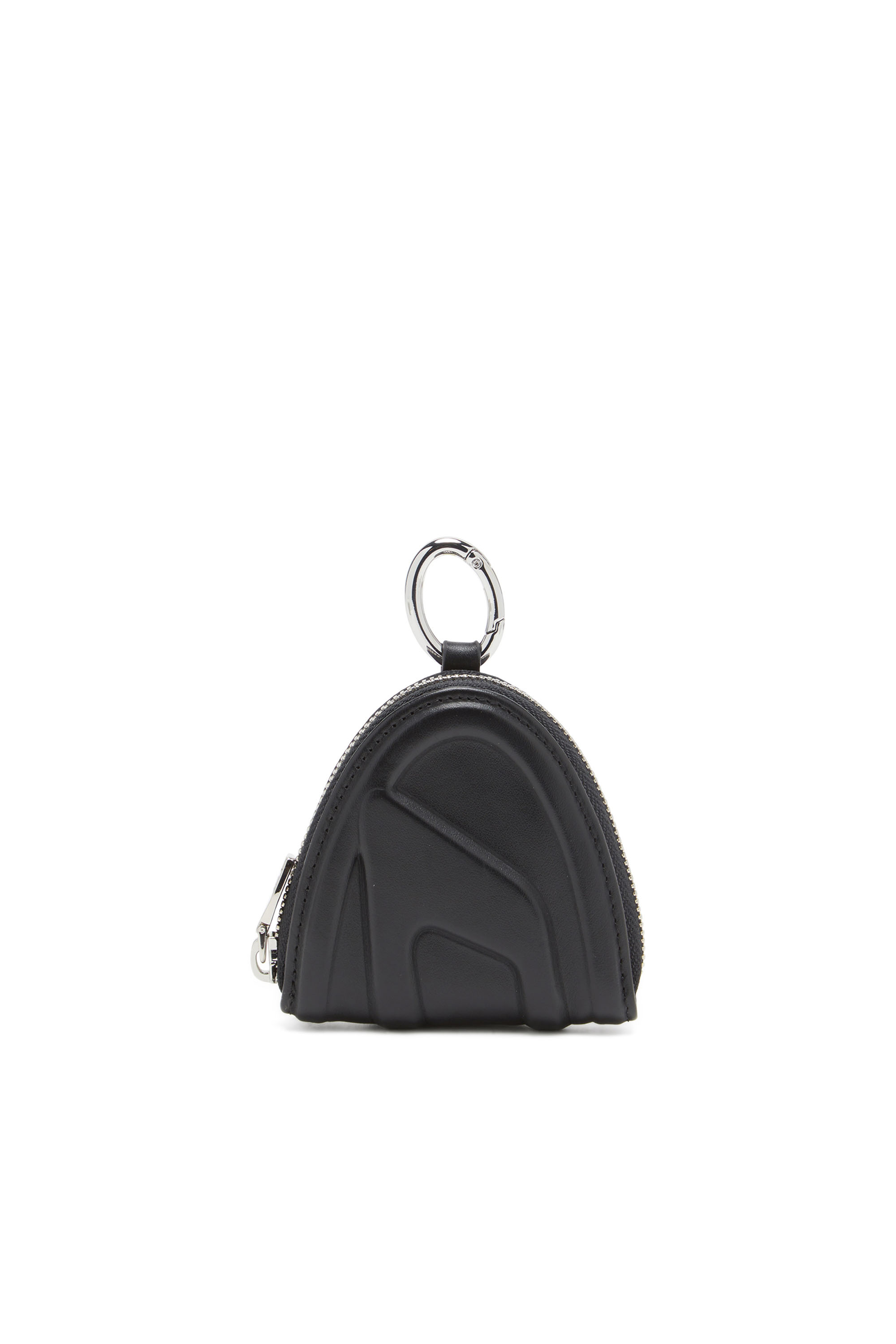 Diesel - 1DR-FOLD COIN PURSE ZIP, Woman Leather coin purse with embossed logo in Black - Image 1