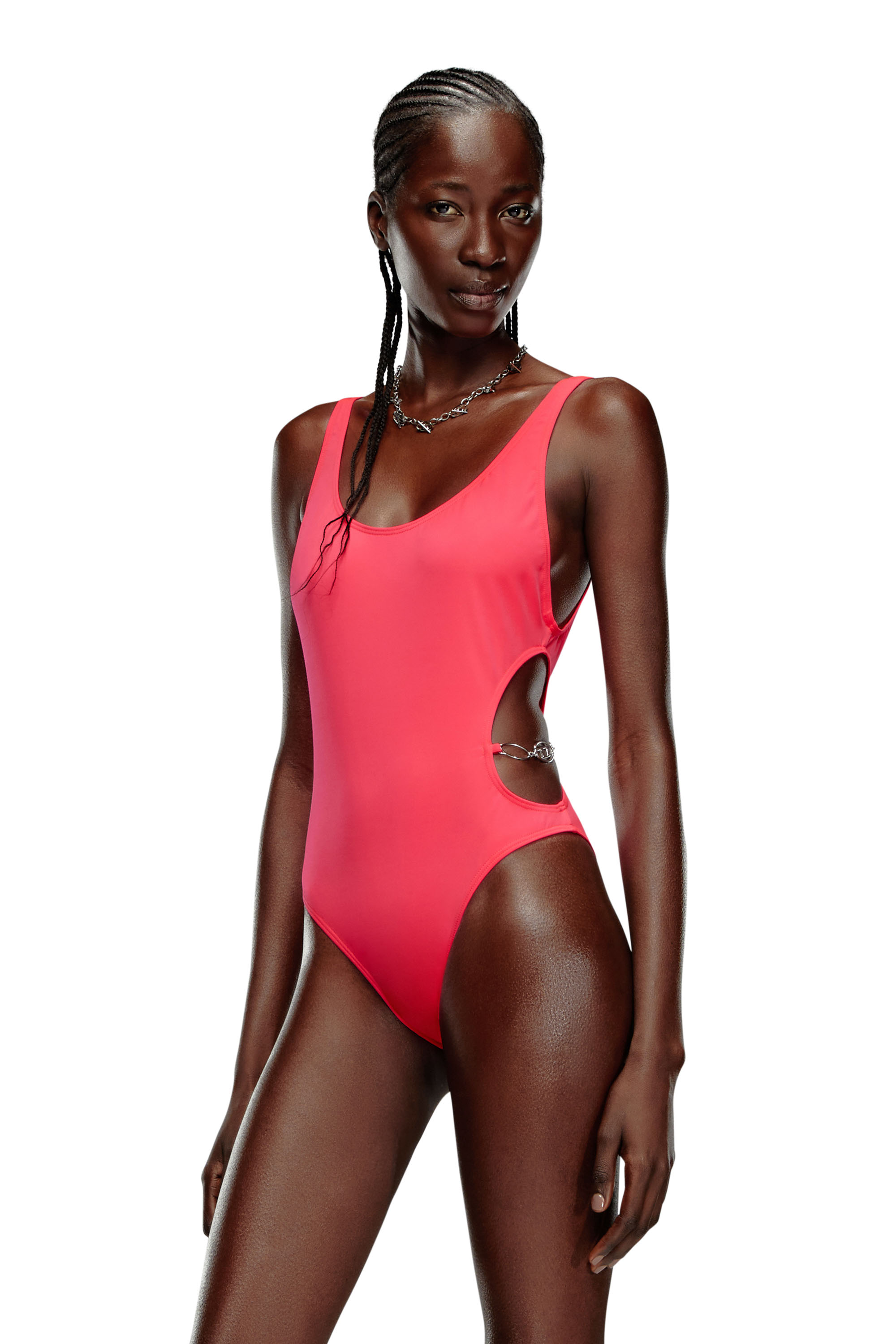 Diesel - BFSW-PAMELA-O, Woman Swimsuit with Oval D chain in Pink - Image 1