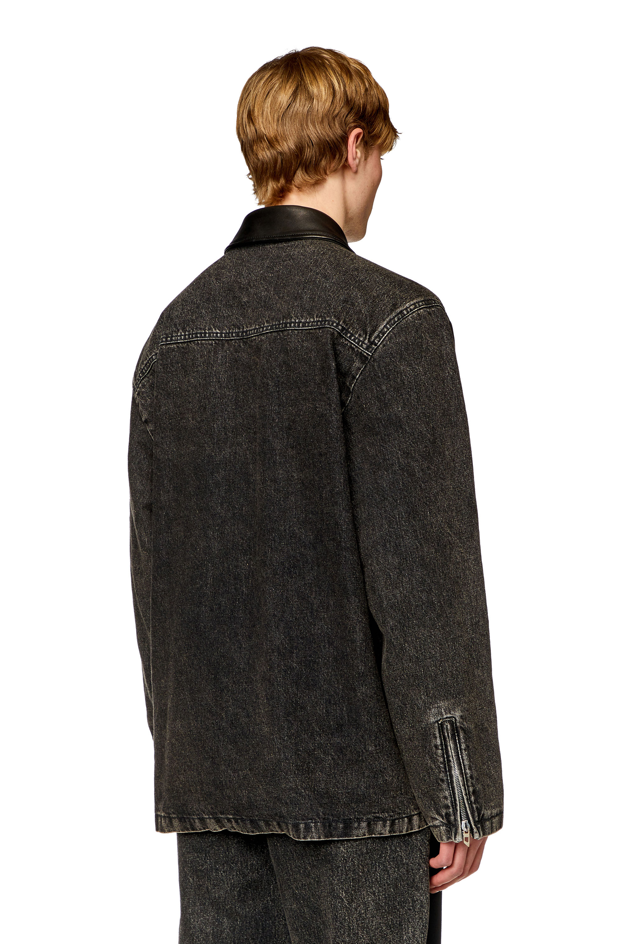 Diesel - L-STOLLER, Man Hybrid denim and leather jacket in Black - Image 4
