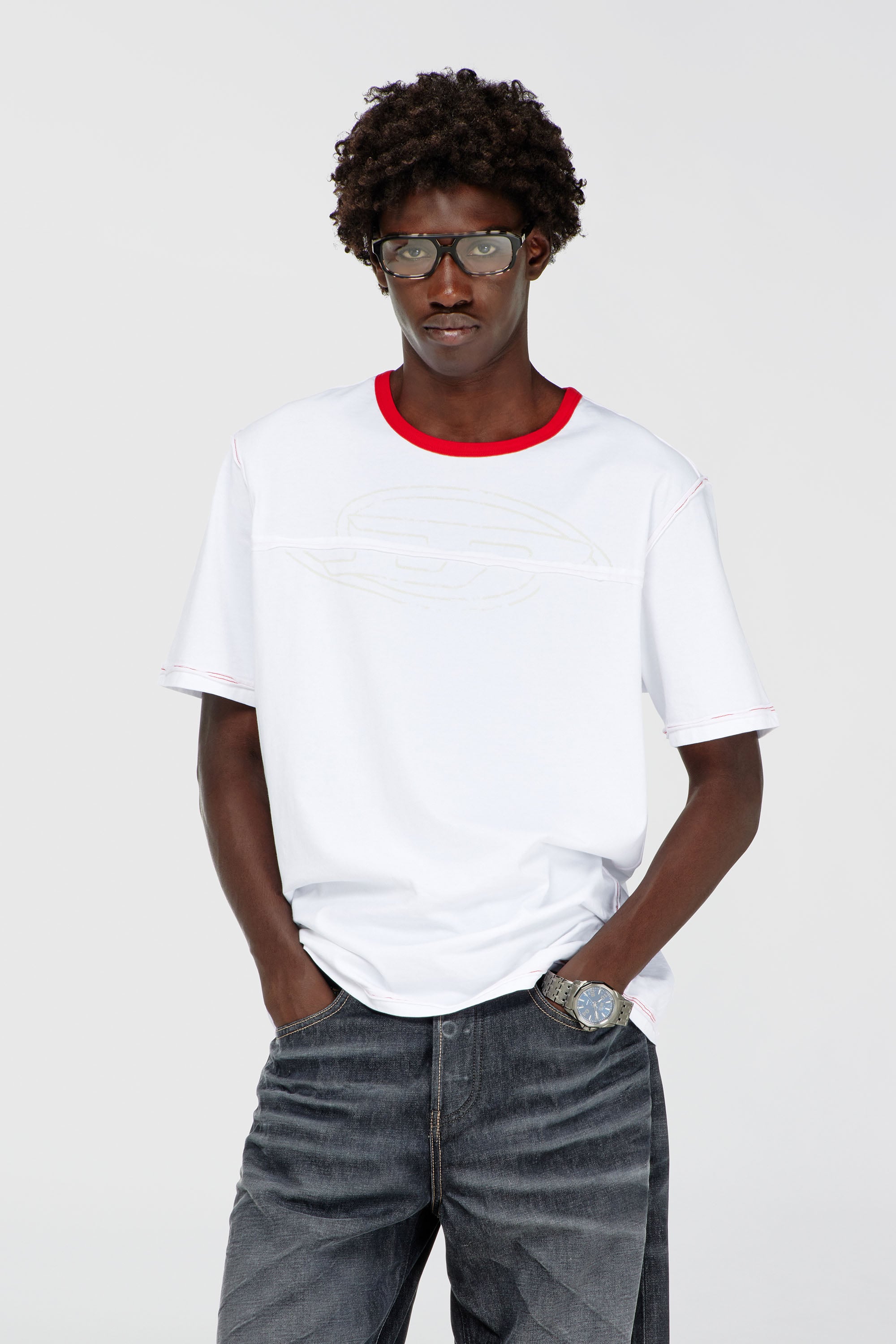 Diesel - T-ADJUST-CUT-OD, Man's T-shirt with sectioned Oval D in null - 1