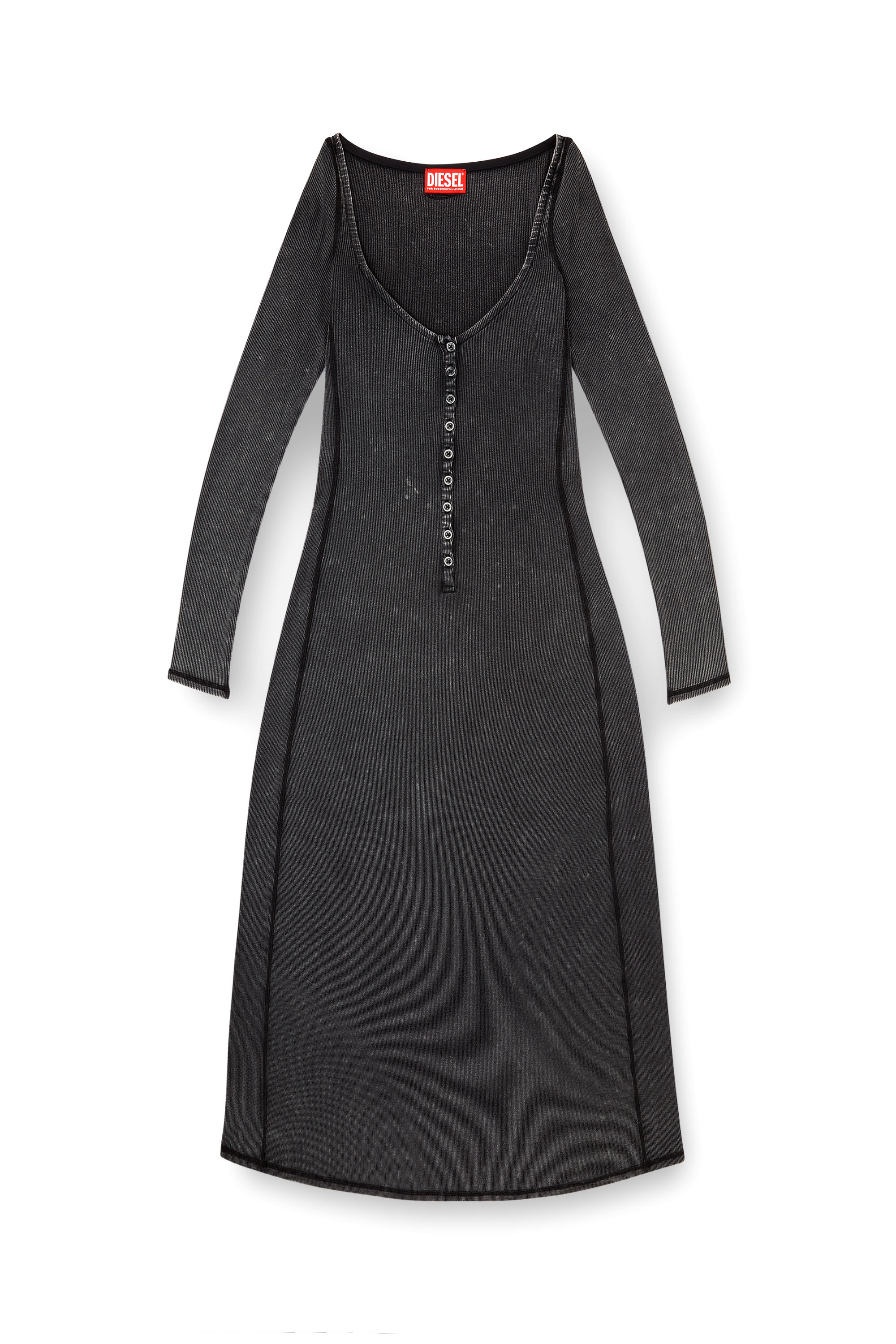 Diesel - D-LEY, Woman's Midi dress in faded ribbed jersey in null - 1