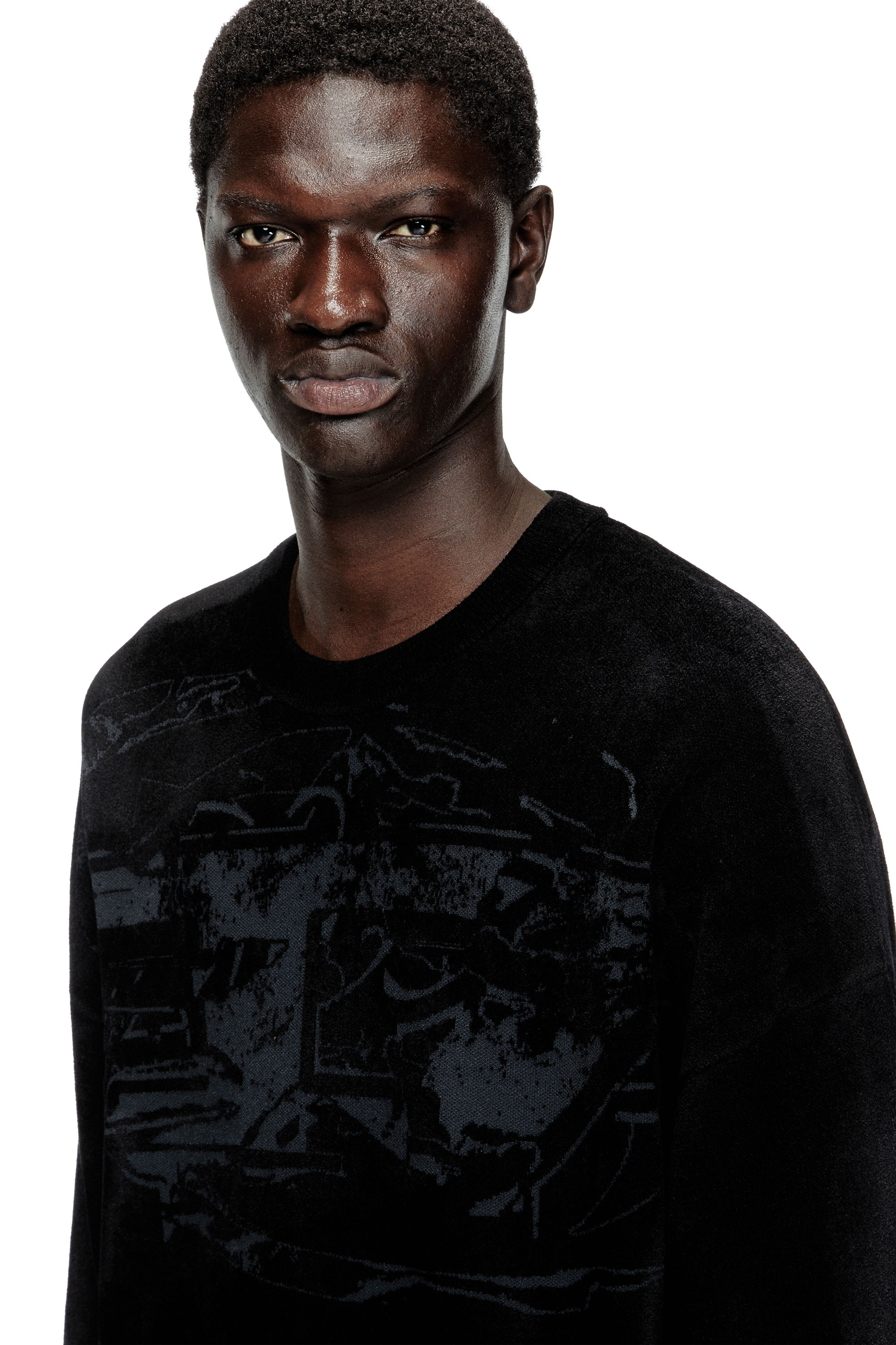 Diesel - K-TRESA, Man's Chenille-jacquard jumper with logo motif in Black - 5