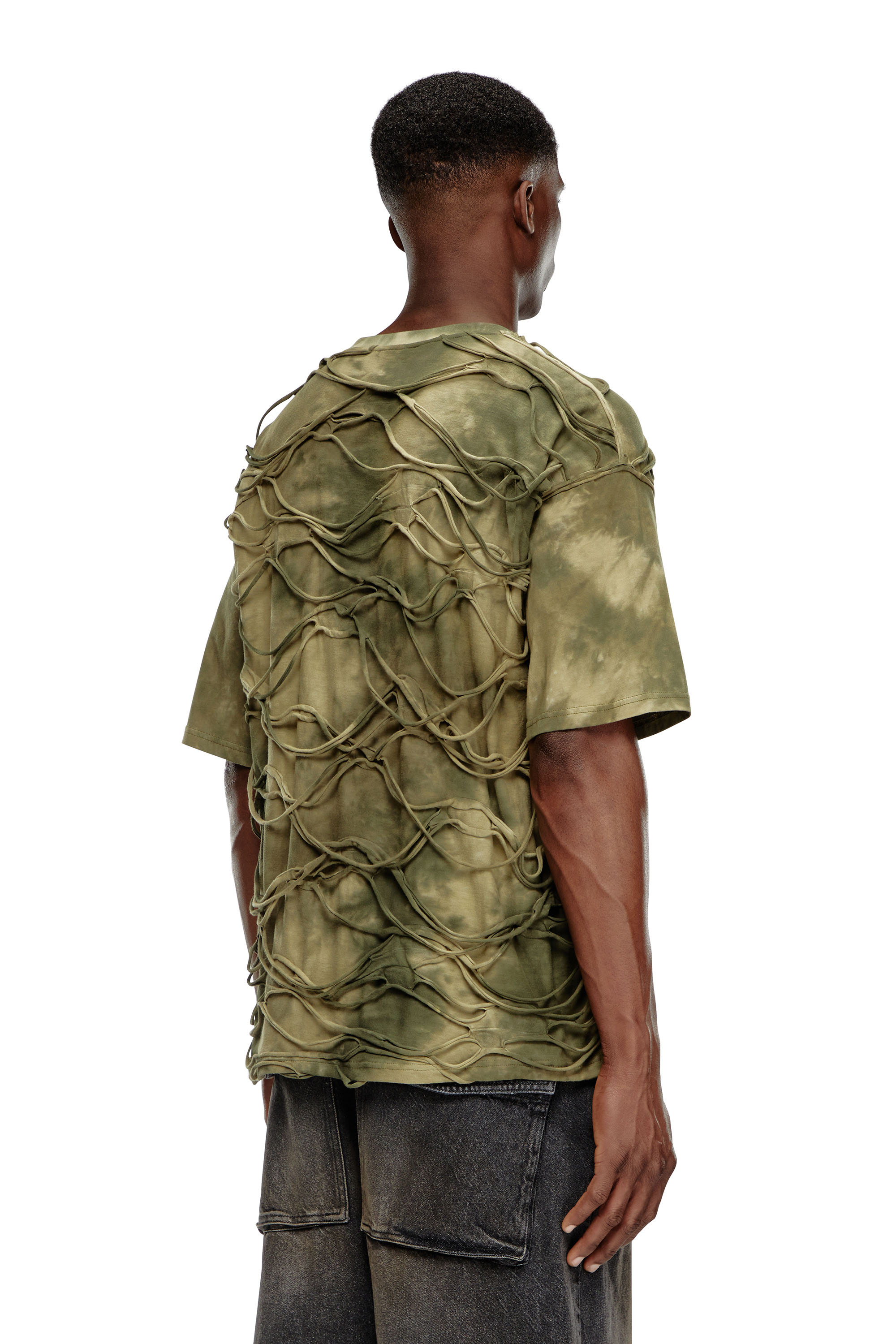 Diesel - T-BOXKET, Man T-shirt with floating strands in Green - Image 4