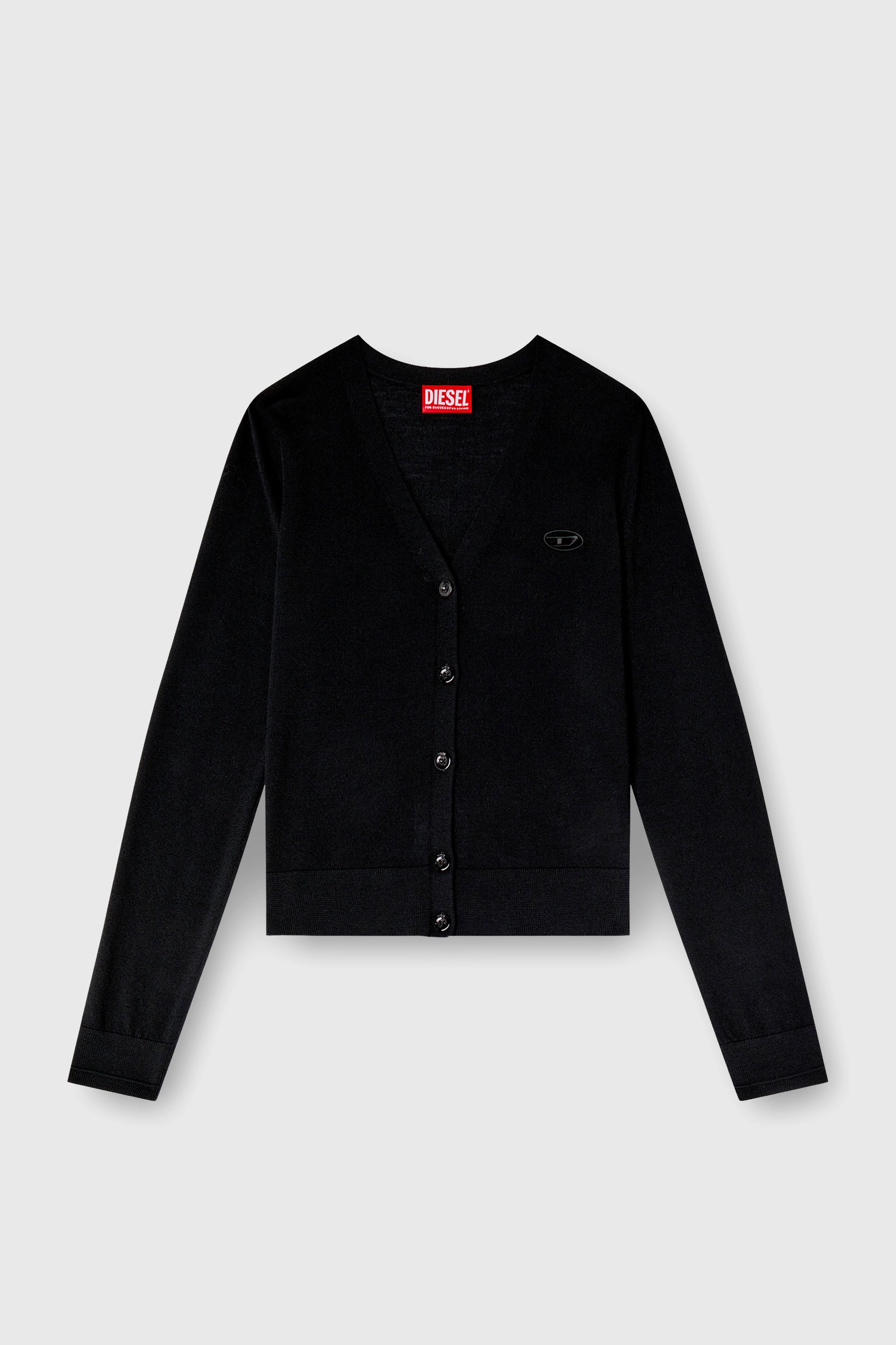 Diesel - M-ALIMA, Woman's Wool cardigan with cut-out logo in Black - 2