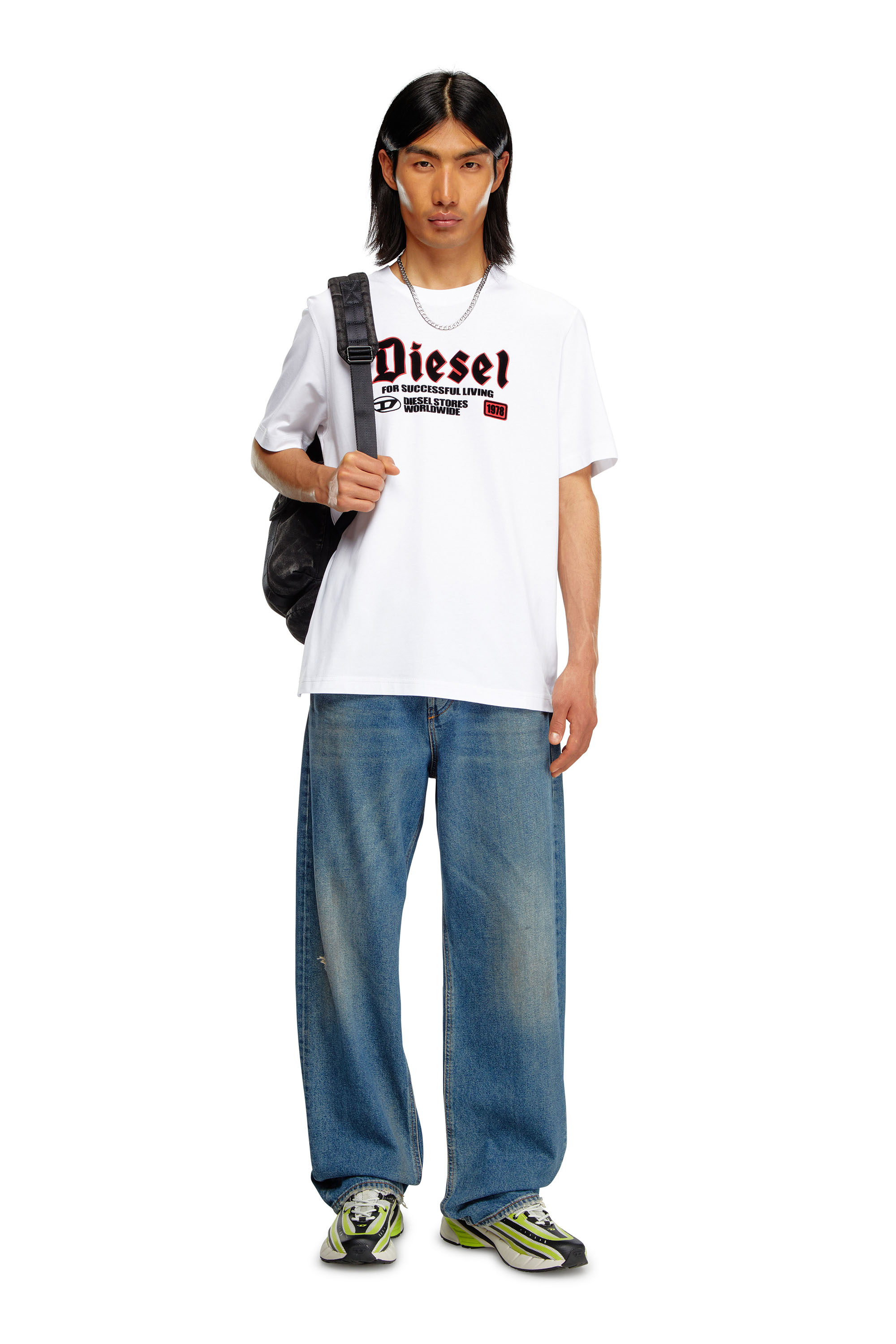 Diesel - T-ADJUST-K1, Man T-shirt with flocked Diesel print in White - Image 2
