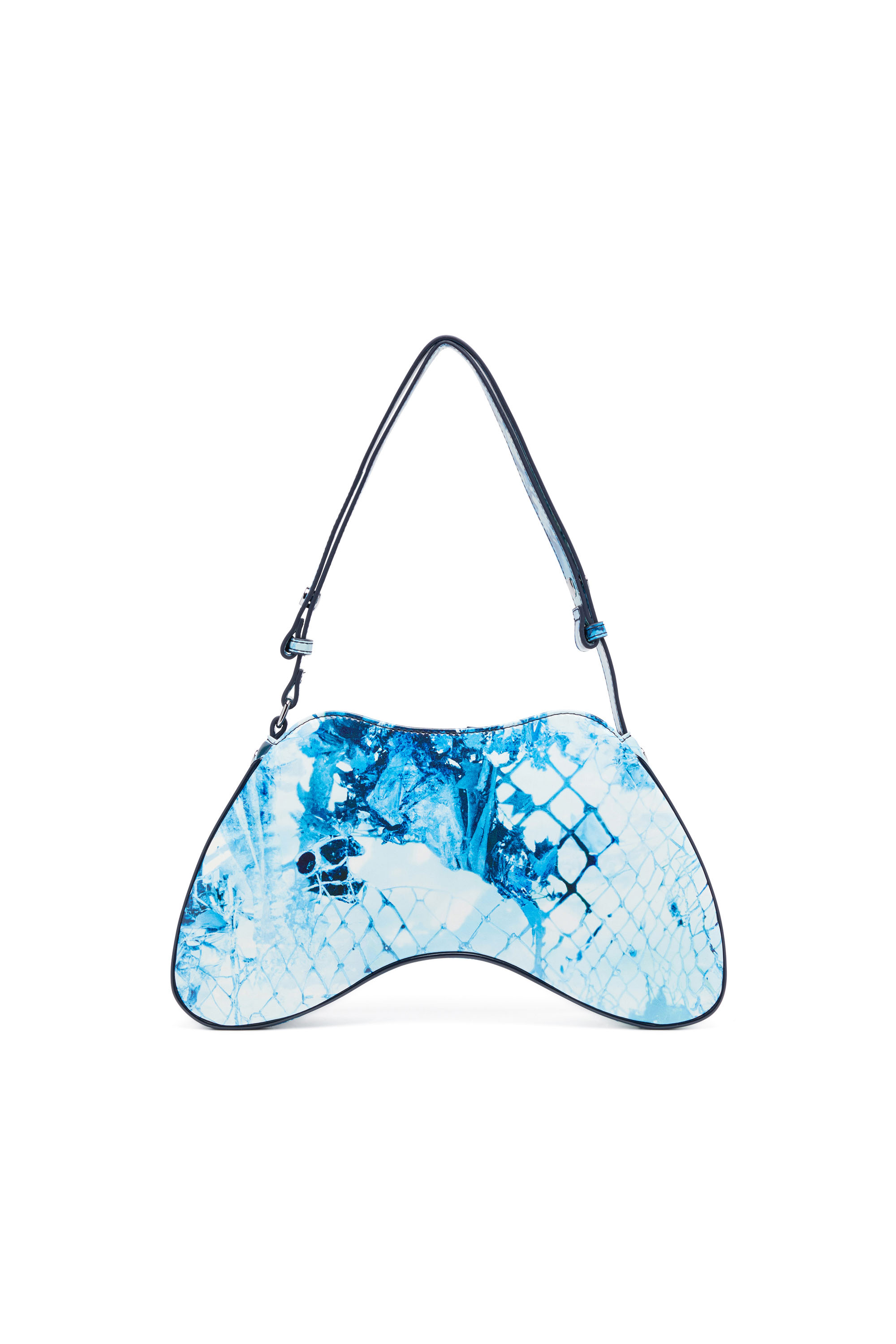 Diesel - PLAY SHOULDER, Woman Play-Shoulder bag in printed glossy PU in Blue - Image 2