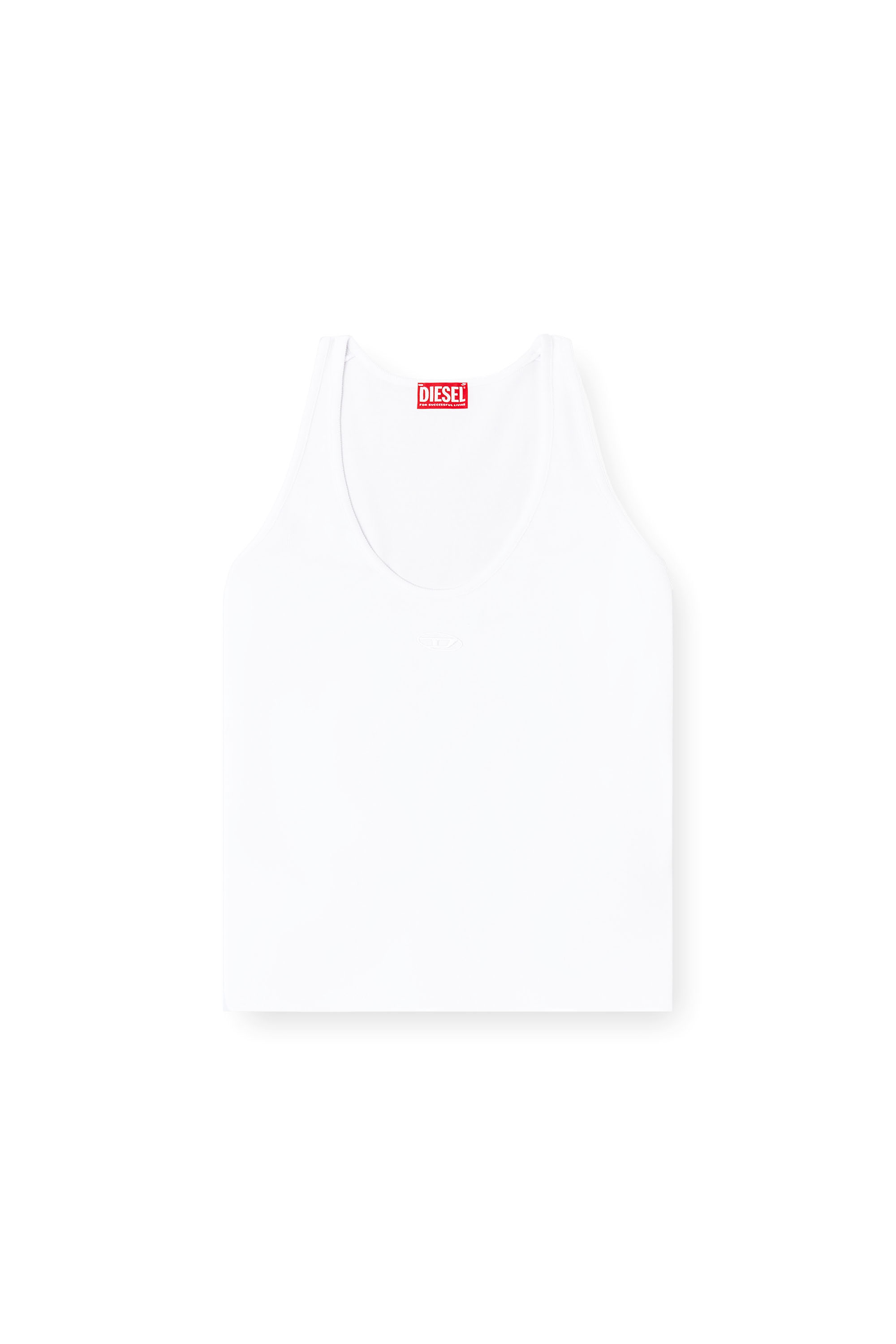 Diesel - T-IPSYA-LKDS, Woman's Ribbed tank with Oval D in White - 2