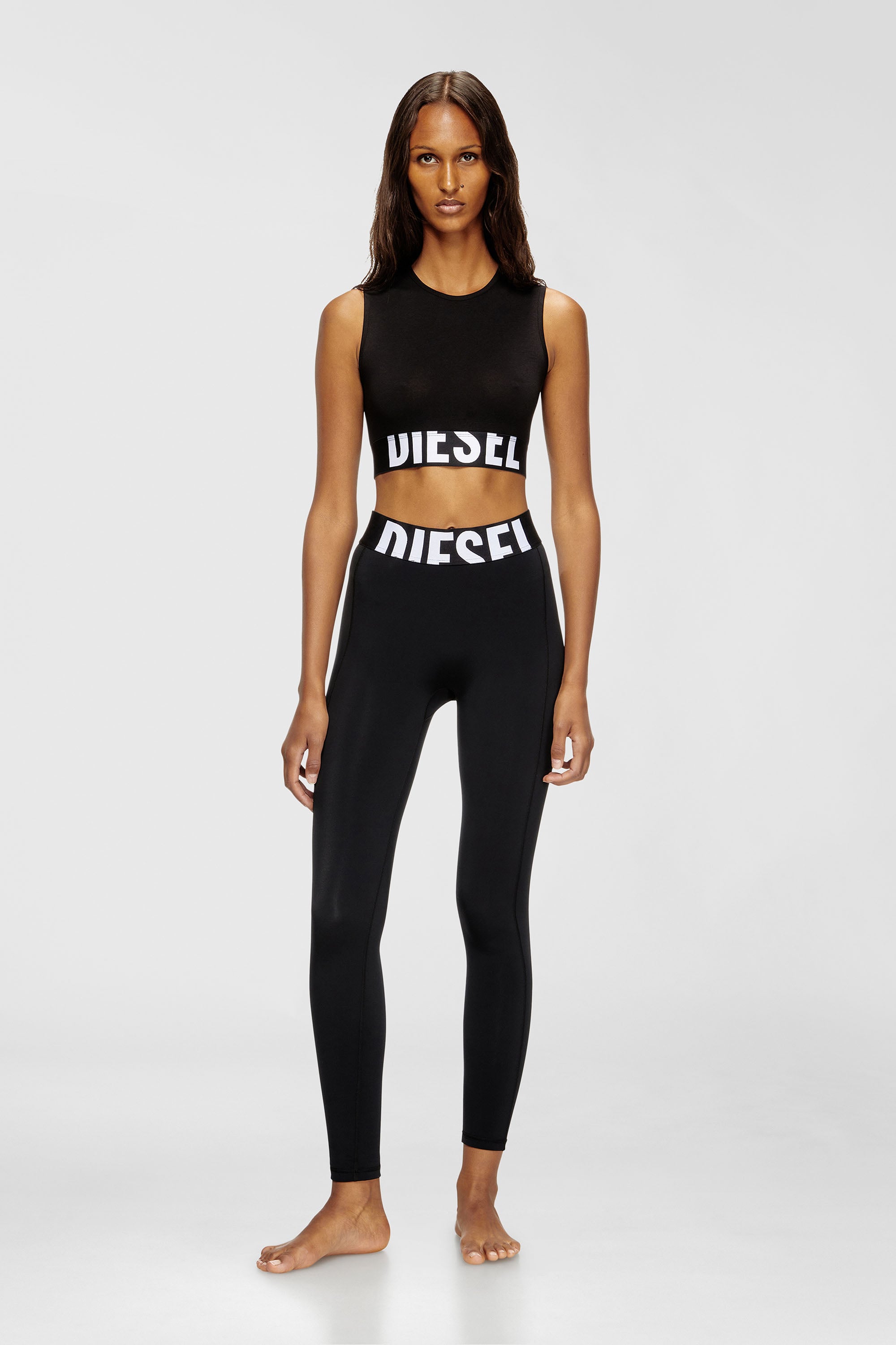 Diesel - ADA-D-POP, Woman's Cropped tank top with cut-off logo in Black - 2