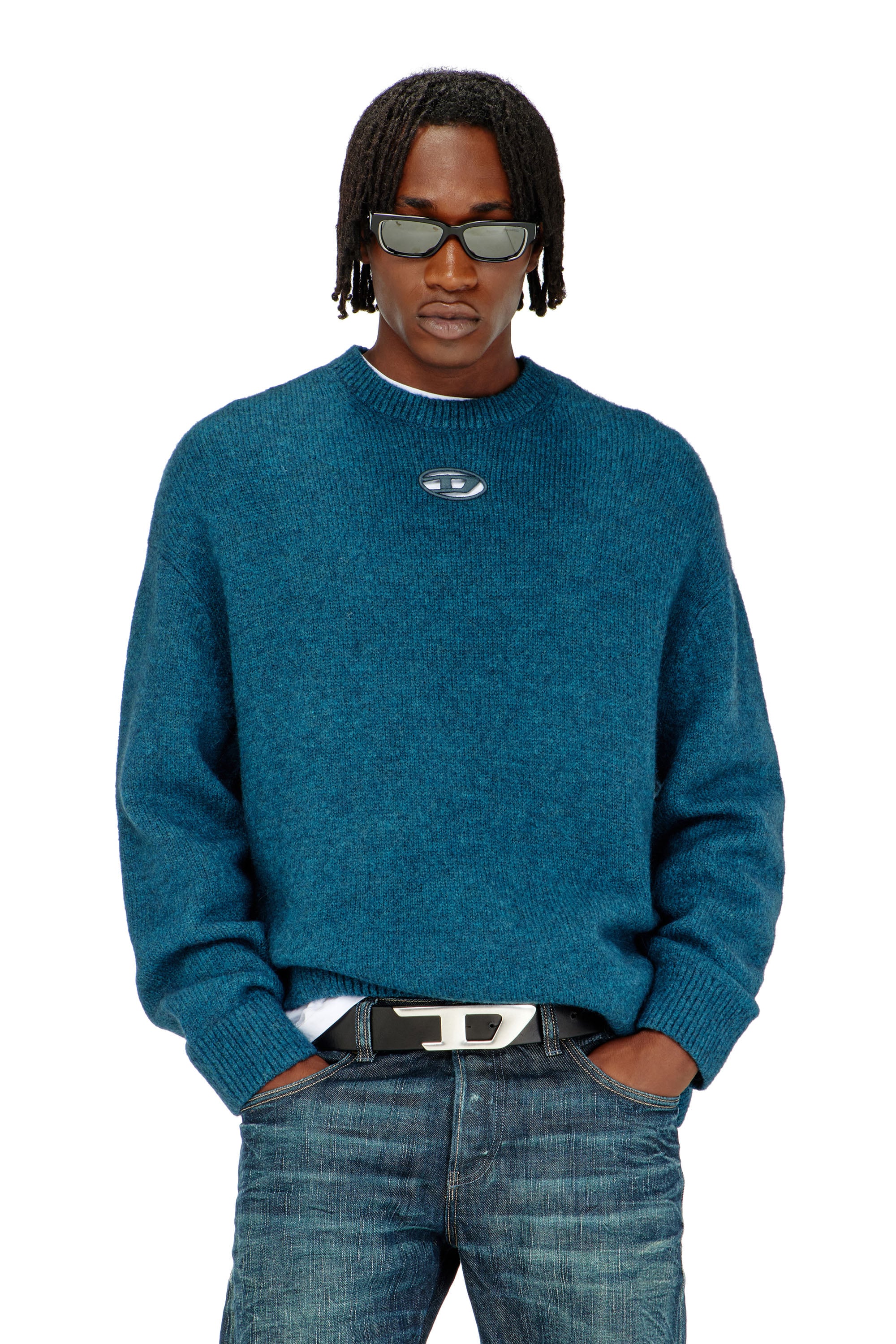 Diesel - K-AREESO, Man's Jumper in wool and alpaca blend in Water Green - 1