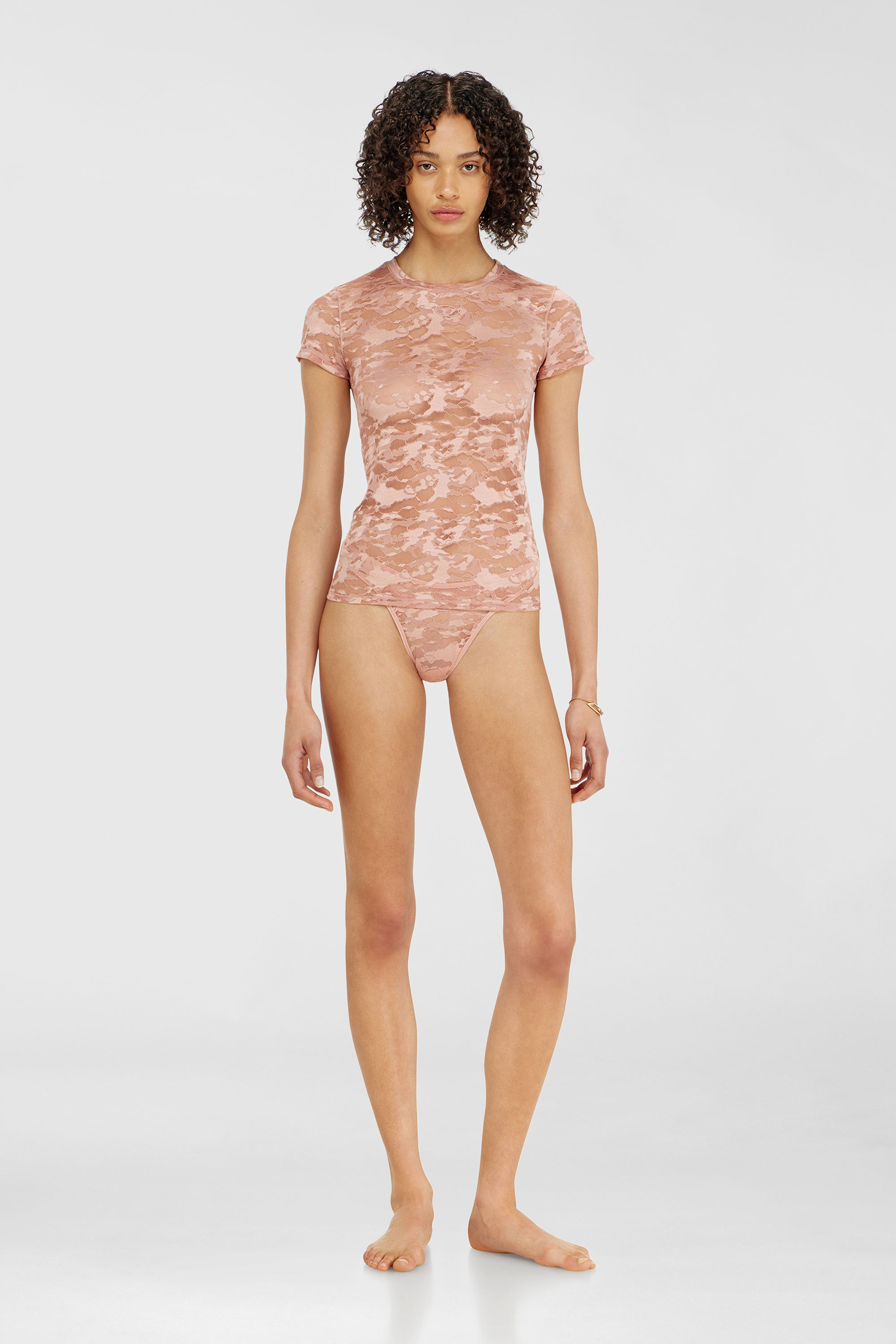 Diesel - KASIA-UTLT, Woman's Camo lace T-shirt in Nude - 2