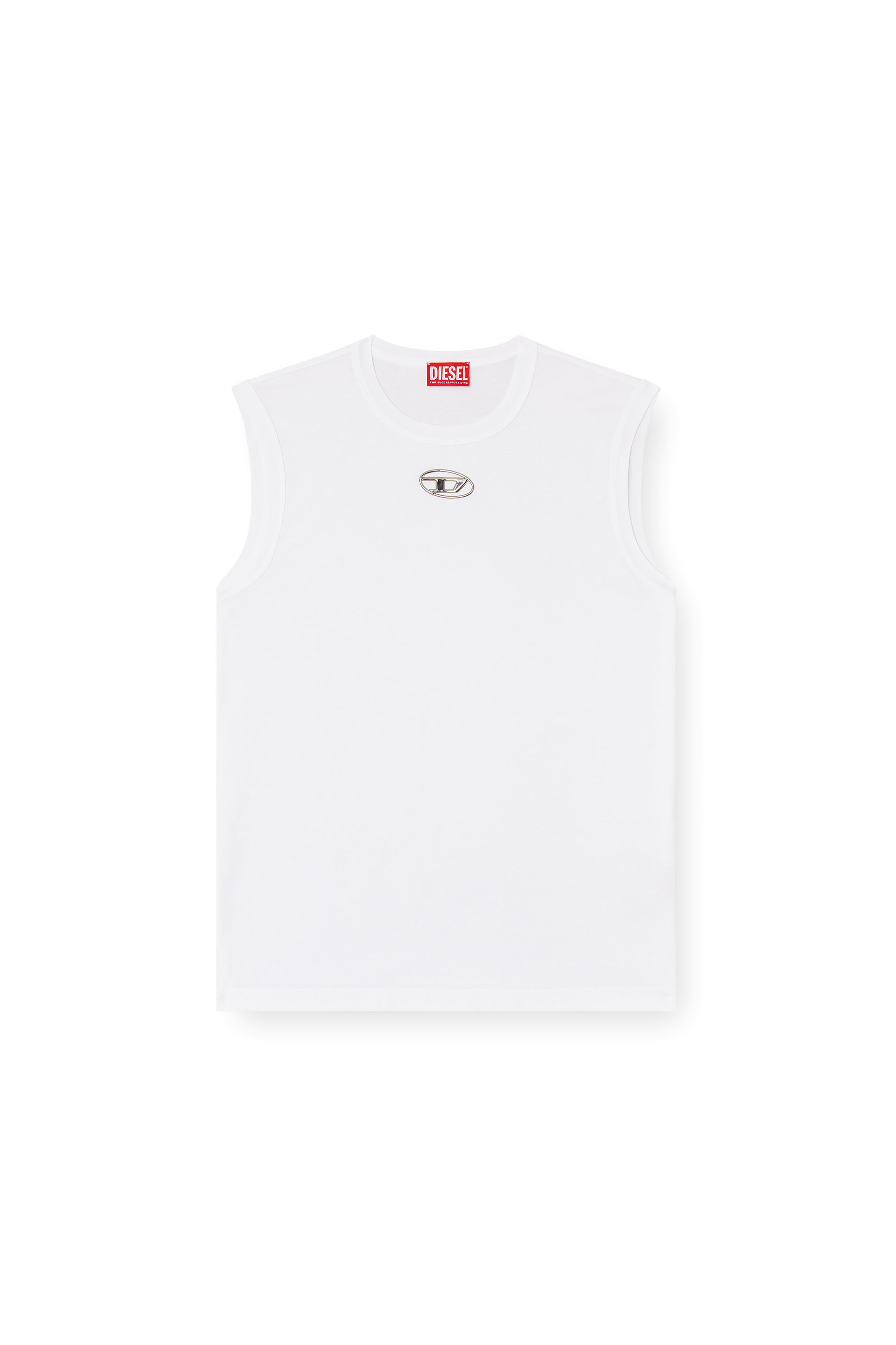 Diesel - T-BISCO-OD, Man's Tank top with metallic Oval D in White - 3