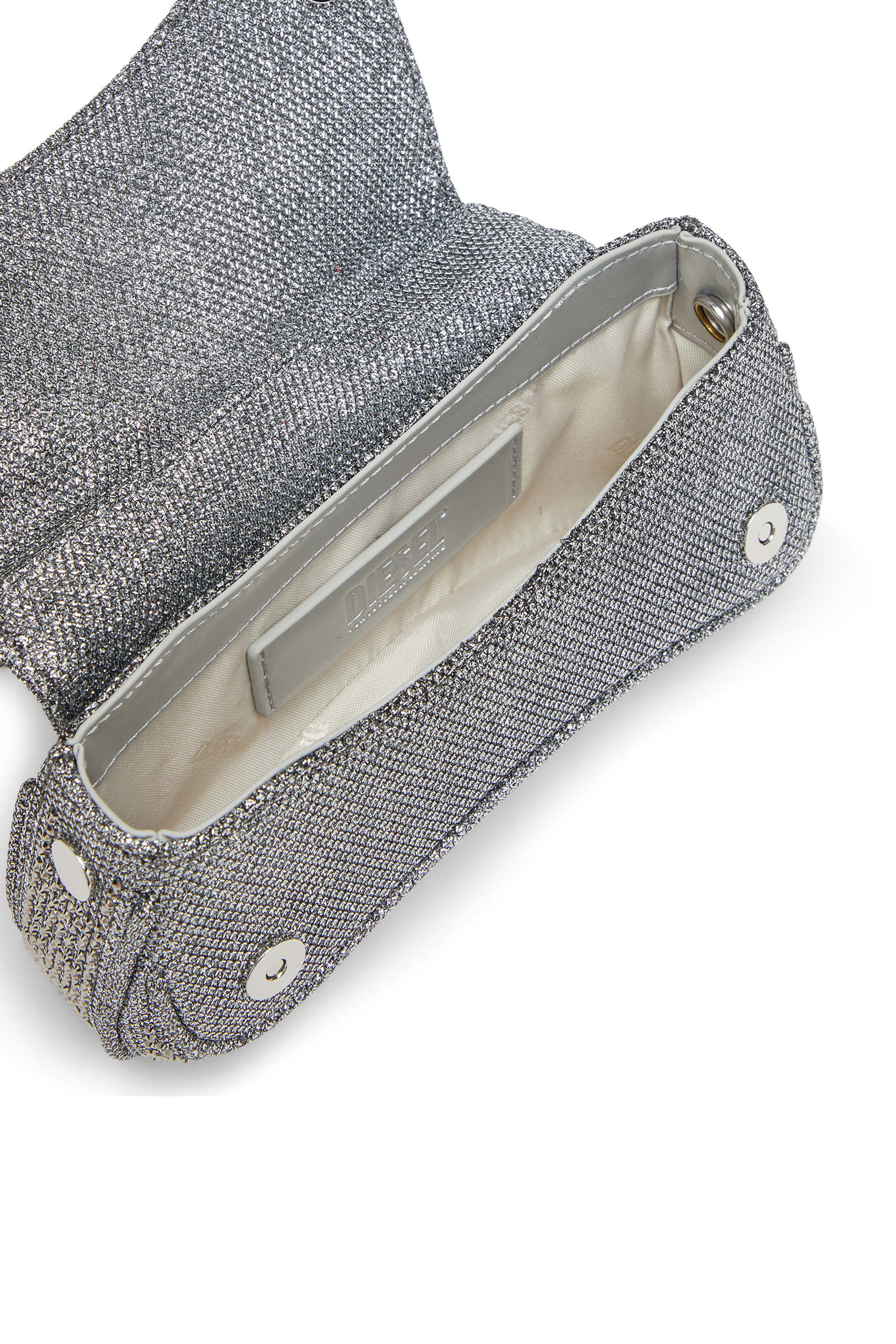 Diesel - PLAY CROSSBODY XS, Woman's Play-Mini crossbody bag in crystal Lurex in Silver - 3