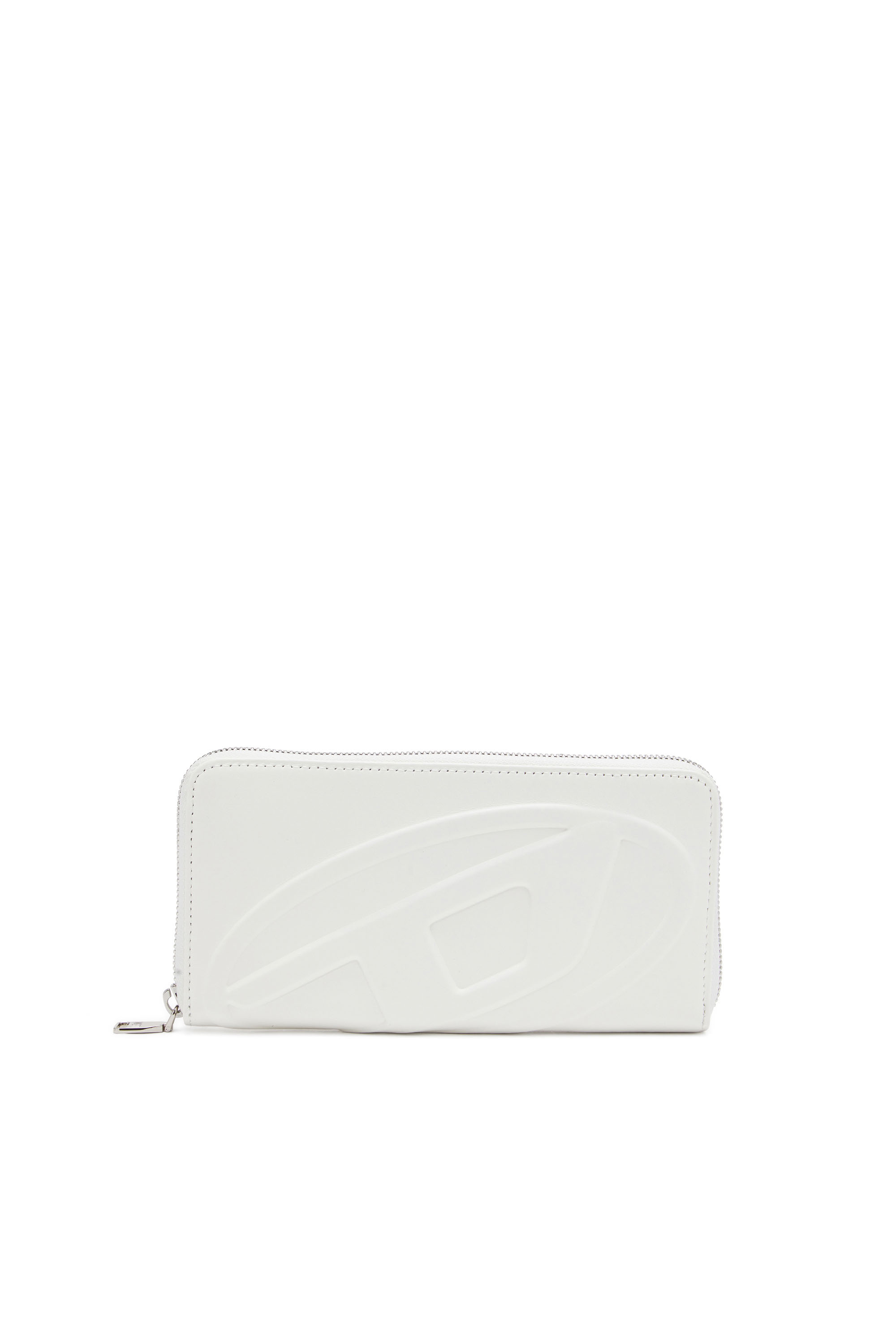 Diesel - 1DR-FOLD CONTINENTAL ZIP L, Woman Long zip wallet with embossed logo in White - Image 1