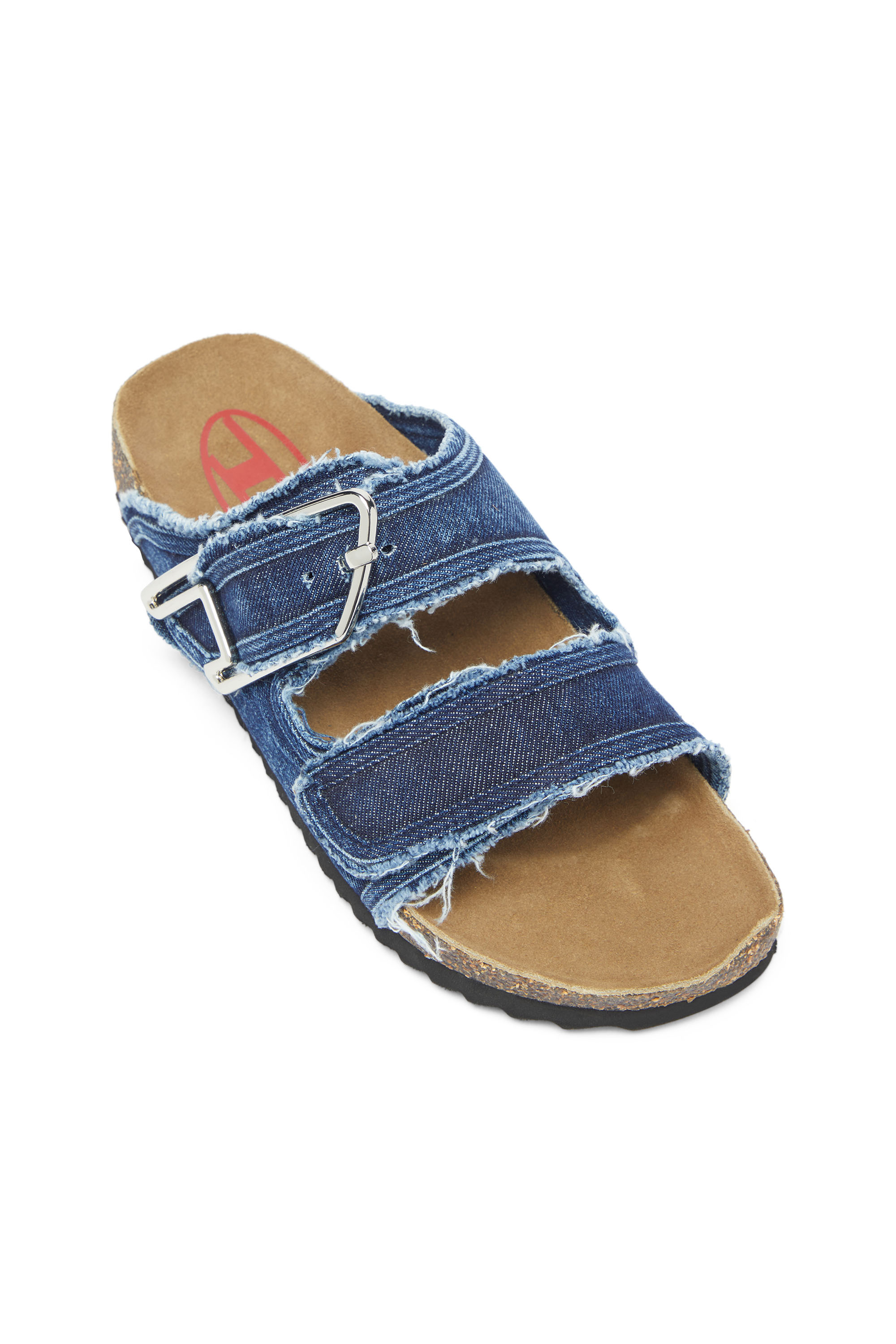 Diesel - D-WOODSTOCK D SANDAL W, Woman's D-Woodstock - Slide with frayed denim straps in Medium blue - 6